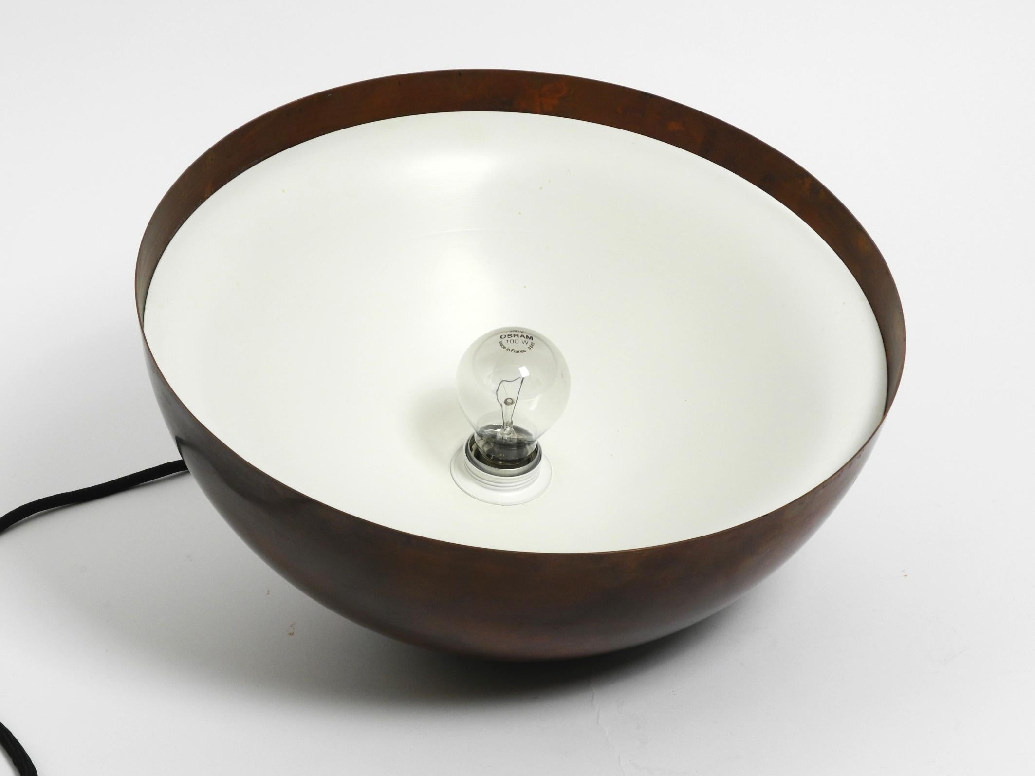 Original 1960s large Space Age pendant lamp with copper shade in mint condition 5