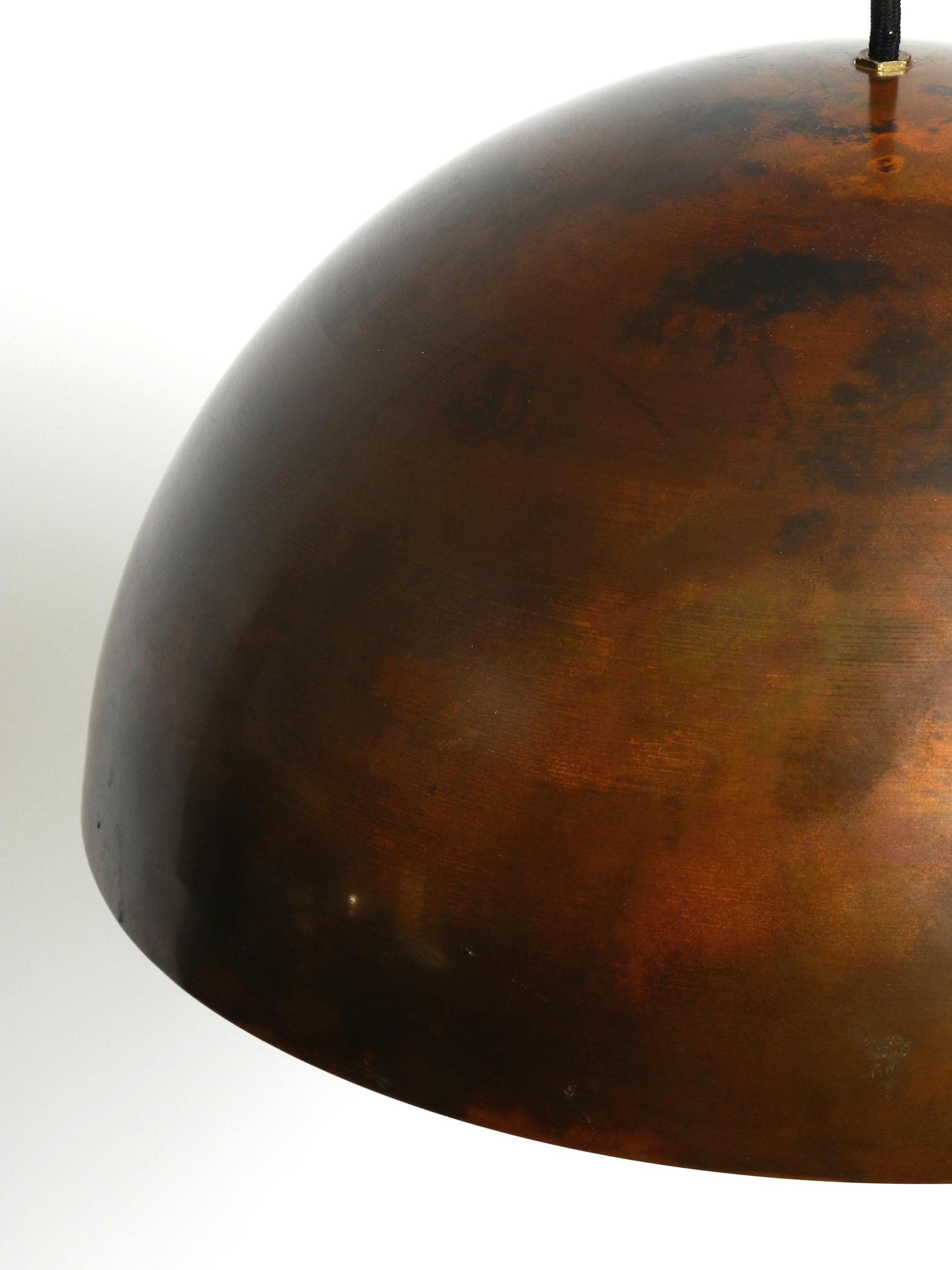 Original 1960s large Space Age pendant lamp with copper shade in mint condition 6
