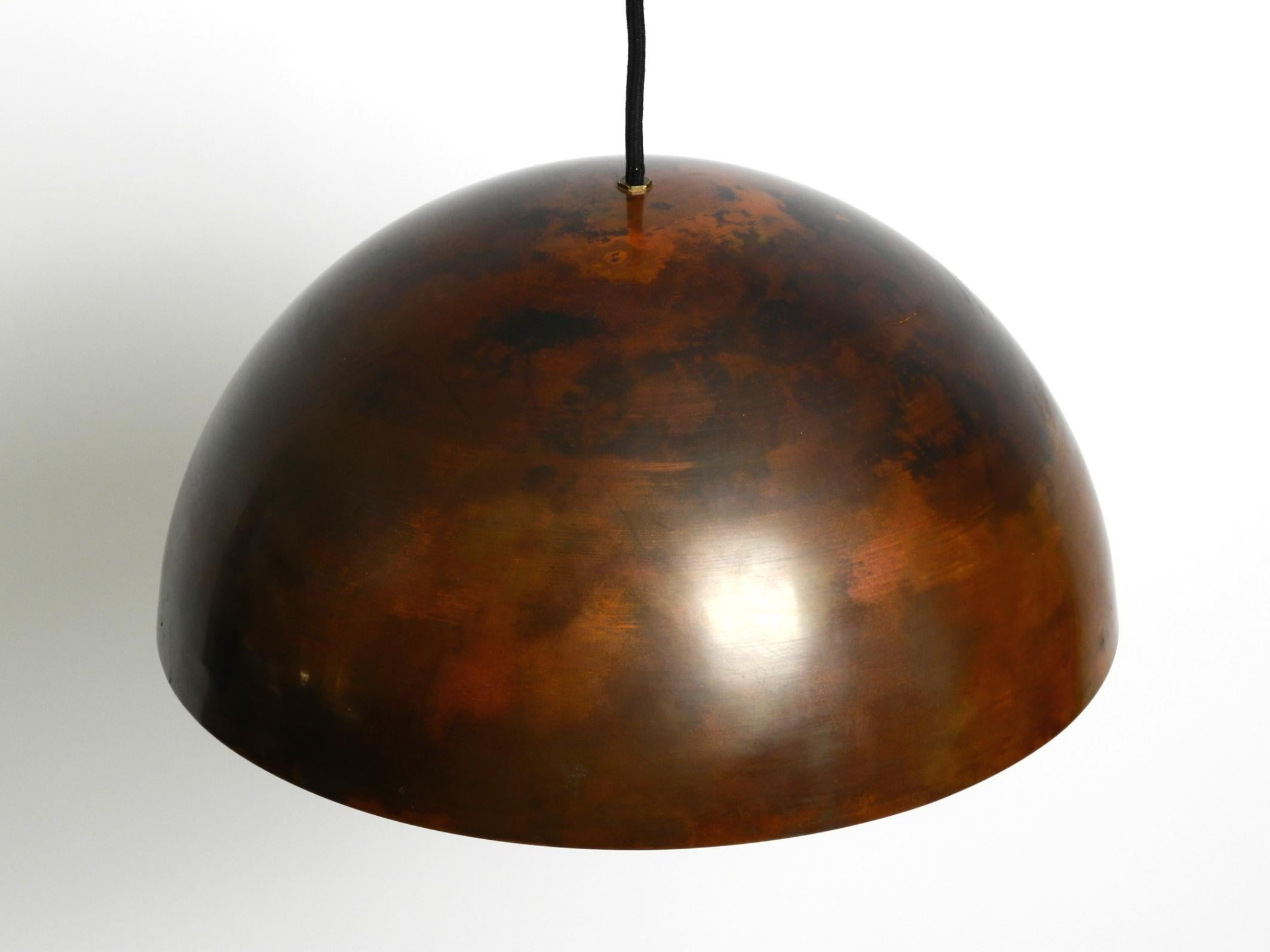 Original 1960s large Space Age pendant lamp with copper shade in mint condition 7