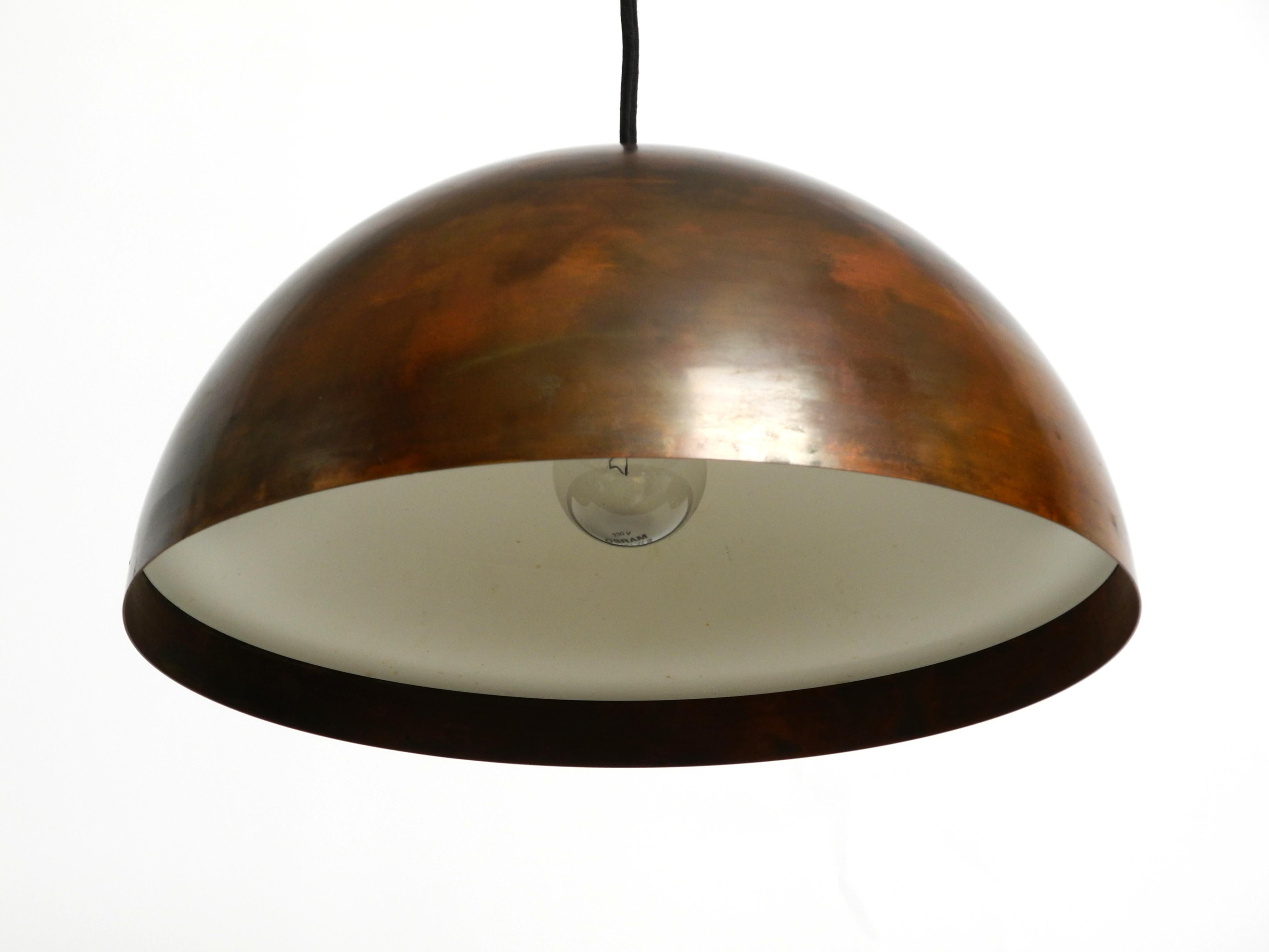 Original 1960s large Space Age pendant lamp with copper shade in mint condition 8
