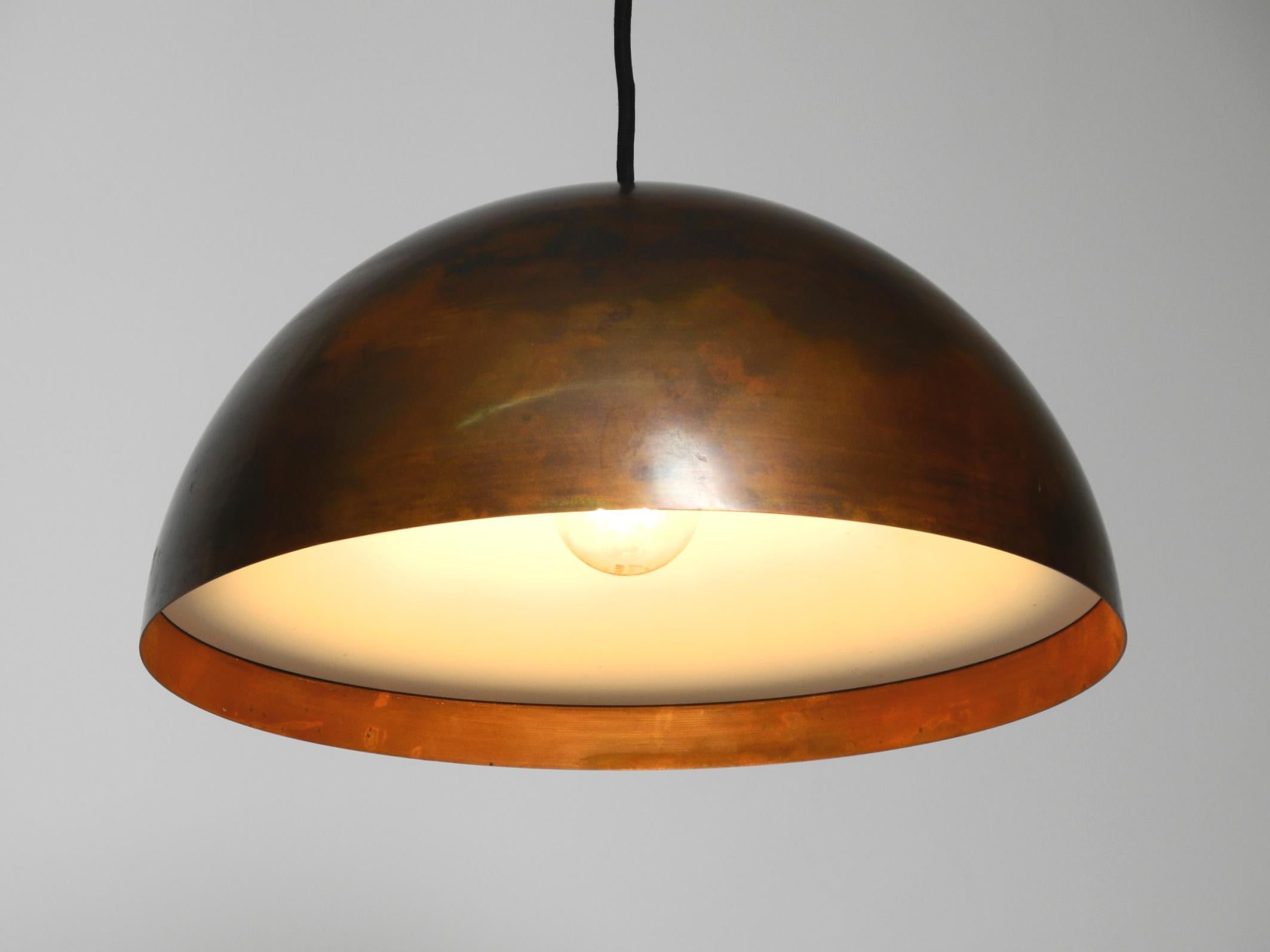 Original 1960s large Space Age pendant lamp with copper shade in mint condition 9