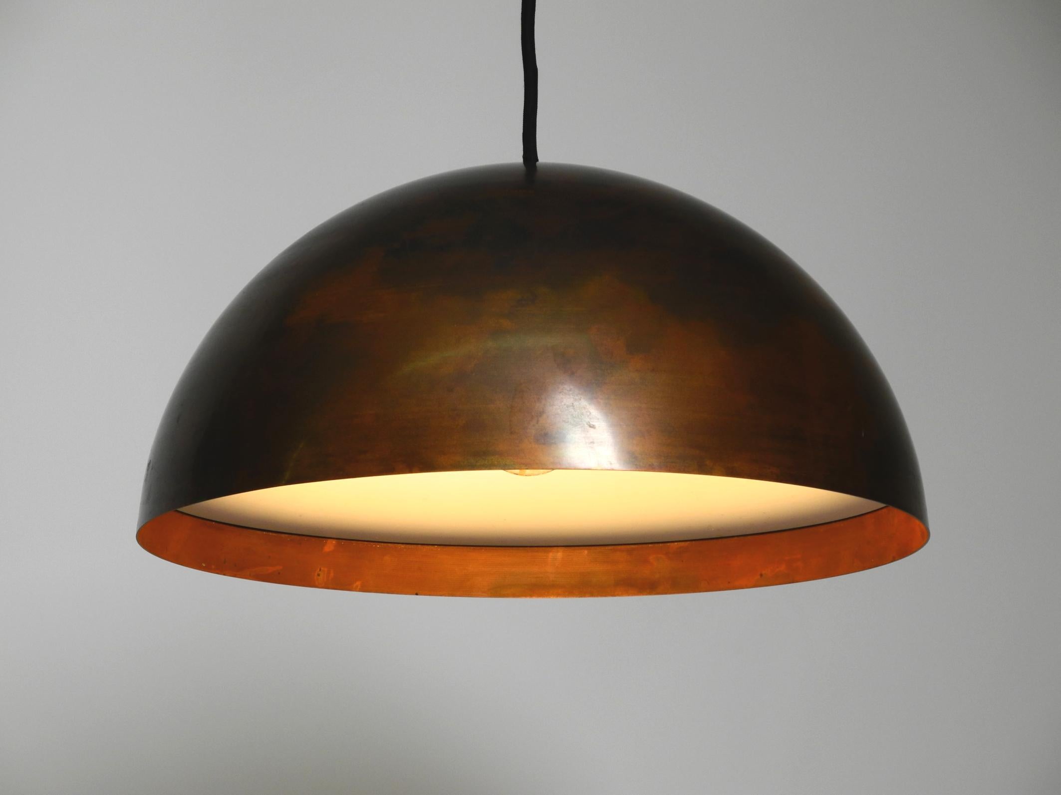Original 1960s large Space Age pendant lamp with copper shade in mint condition 10