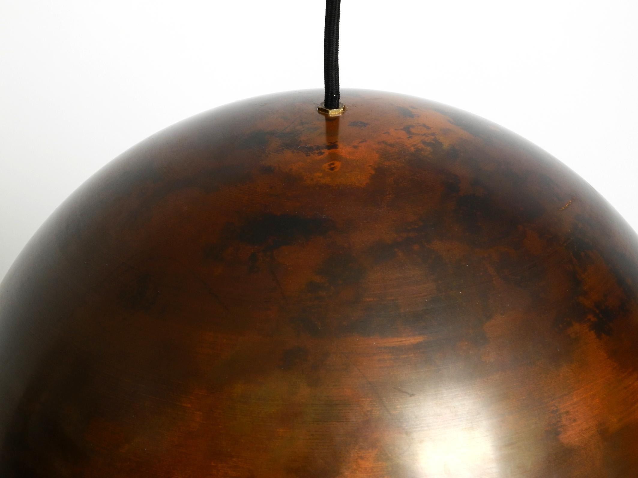 Original 1960s large Space Age pendant lamp with copper shade in mint condition 1