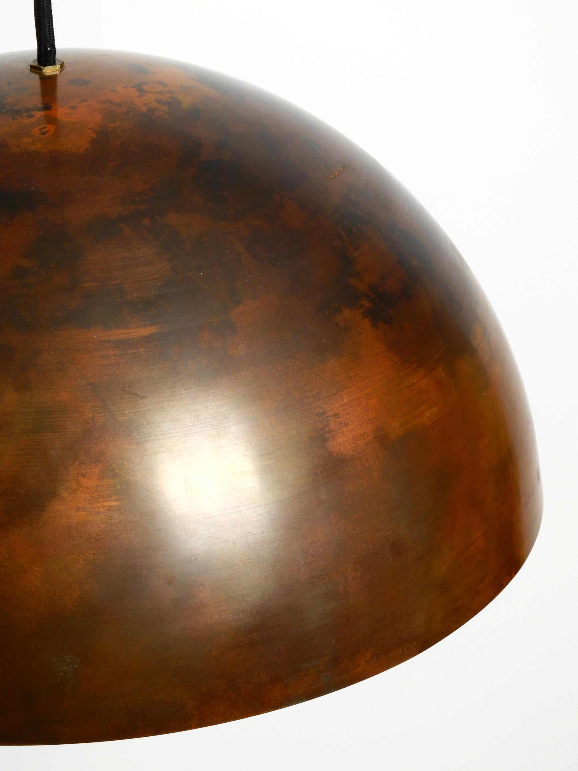 Original 1960s large Space Age pendant lamp with copper shade in mint condition 2
