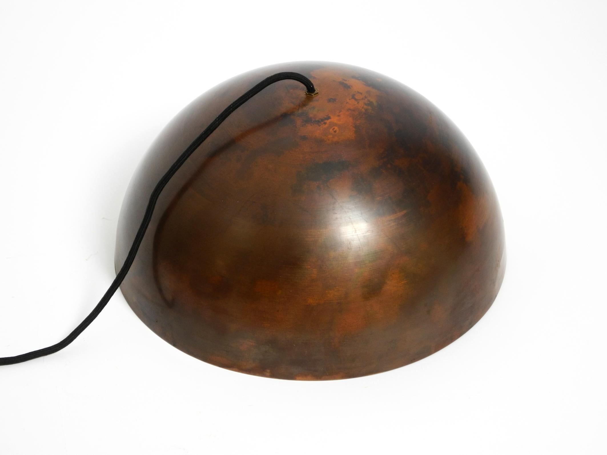 Original 1960s large Space Age pendant lamp with copper shade in mint condition 3