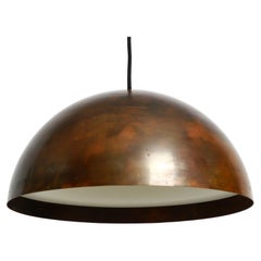 Grande lampe suspendue de l'ère spatiale des années 1960 avec abat-jour en cuivre en état neuf