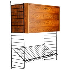 Original 1960s Nisse Strinning Rack with Storage Cupboard and Newspaper Rack
