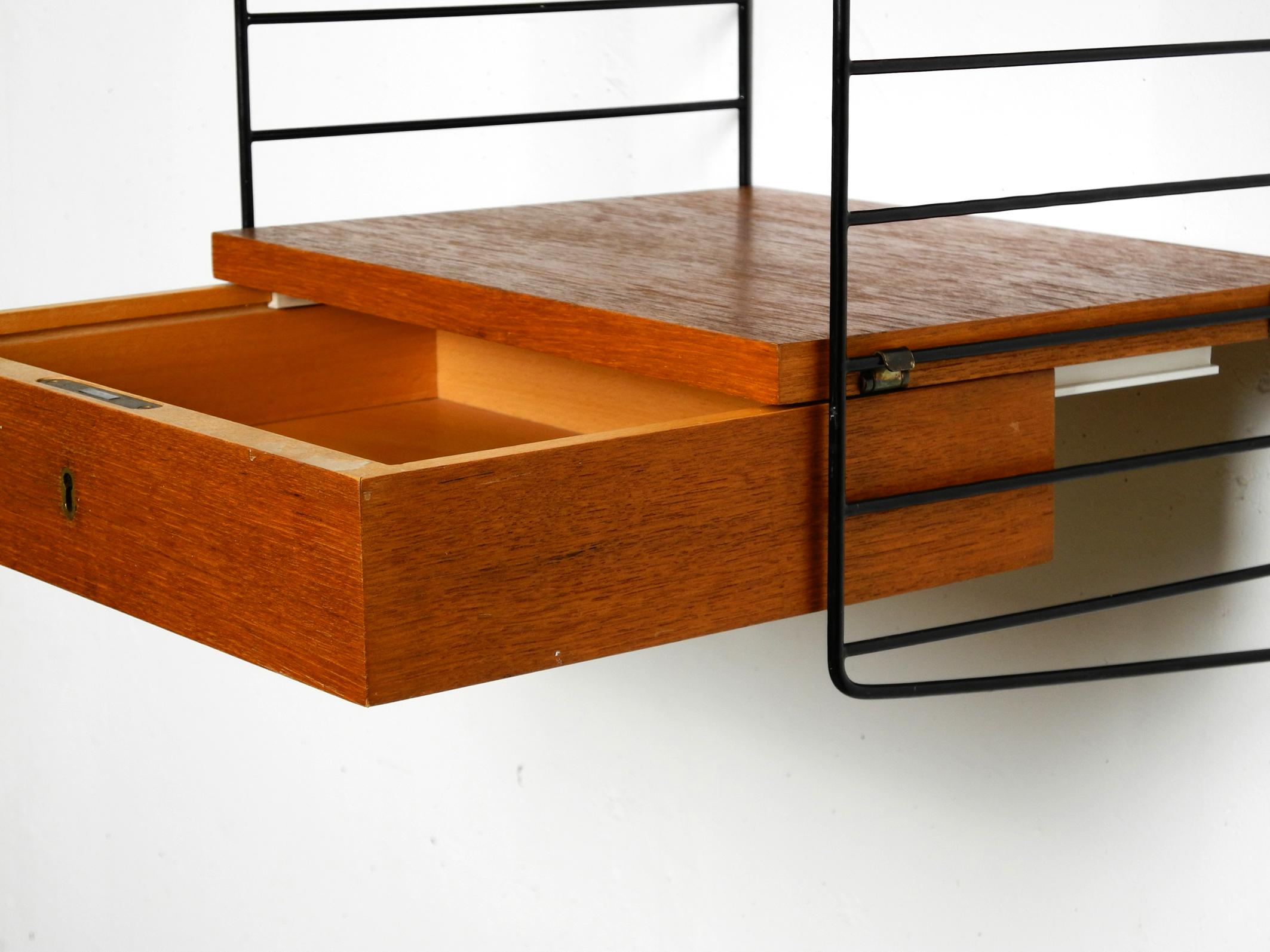Original 1960s Nisse Strinning teak string shelf with a drawer and 2 shelves 4