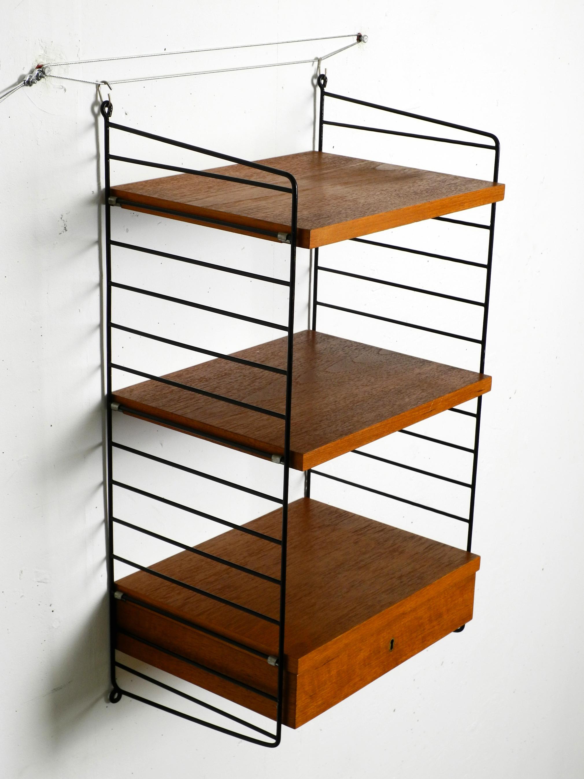 Original 1960s Nisse Strinning teak string shelf with a drawer and 2 shelves 5