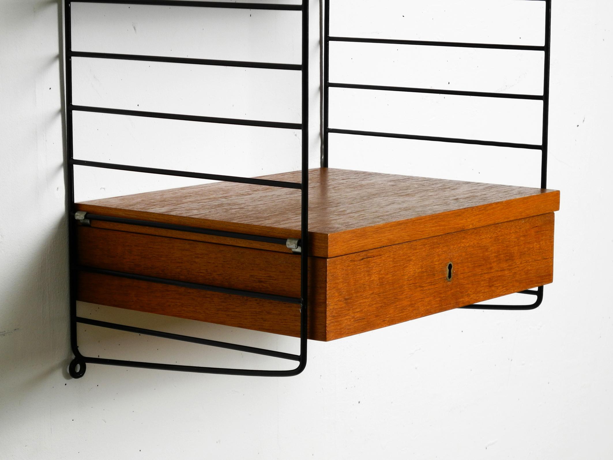 Swedish Original 1960s Nisse Strinning teak string shelf with a drawer and 2 shelves