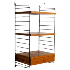 Retro Original 1960s Nisse Strinning teak string shelf with a drawer and 2 shelves