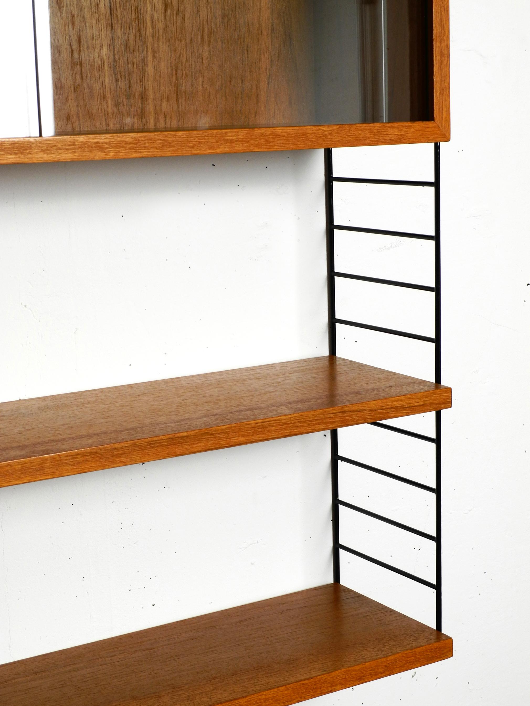 Original 1960s Nisse Strinning Teak String Shelf with Sliding Glass