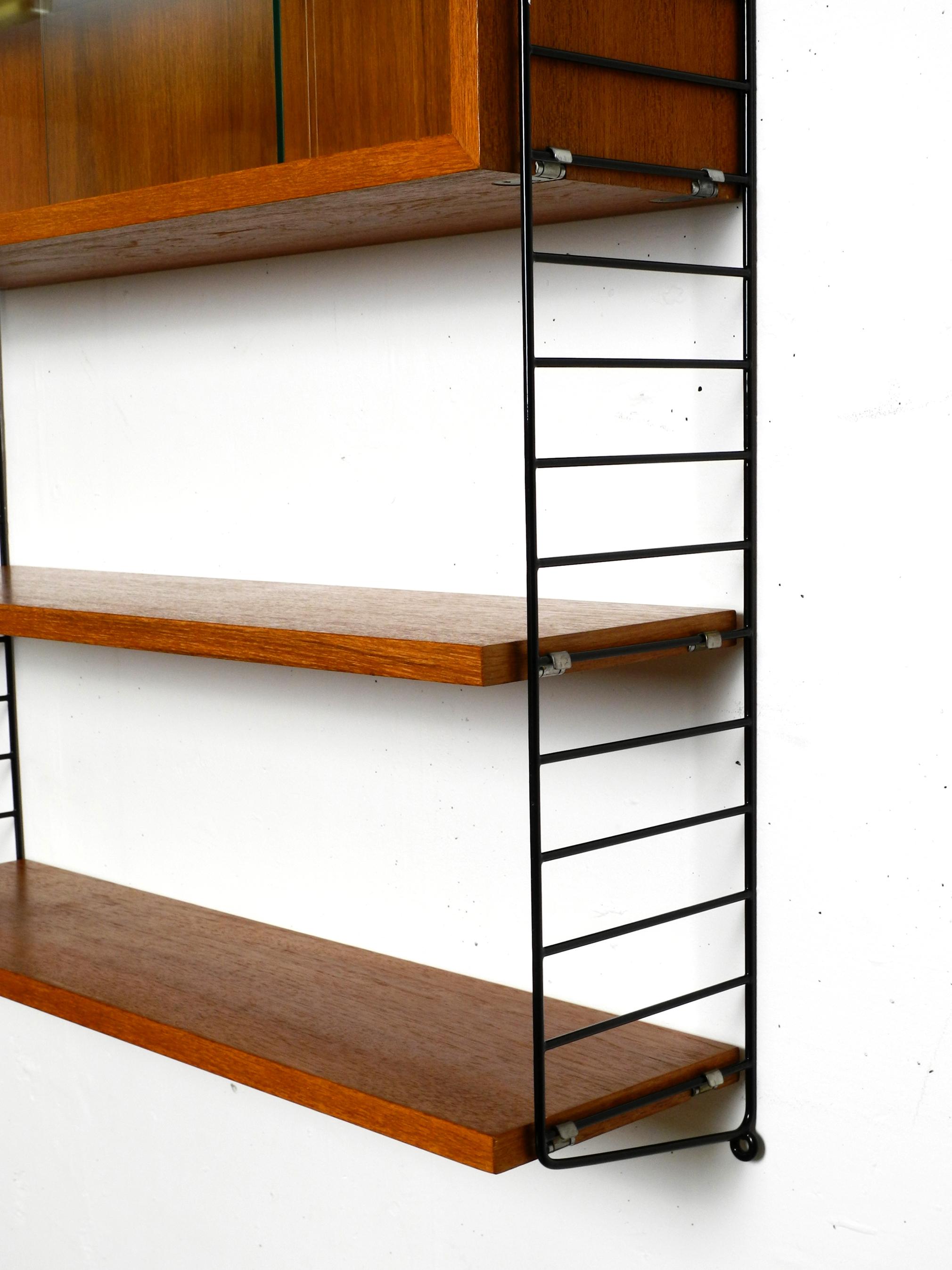 Original 1960s Nisse Strinning Teak String Shelf with Sliding Glass