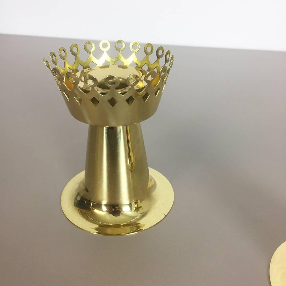 Original 1960s Nos Brass Candleholder Made by Hans-Agne Jakobsson AB, Sweden In Excellent Condition For Sale In Kirchlengern, DE