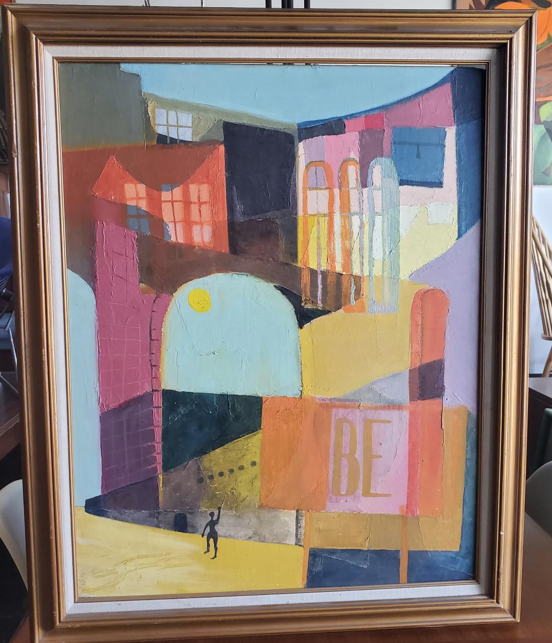 Original 1960s Oil Painting by Well Known Artist Nan Auldin with Original Frame In Good Condition In Monrovia, CA