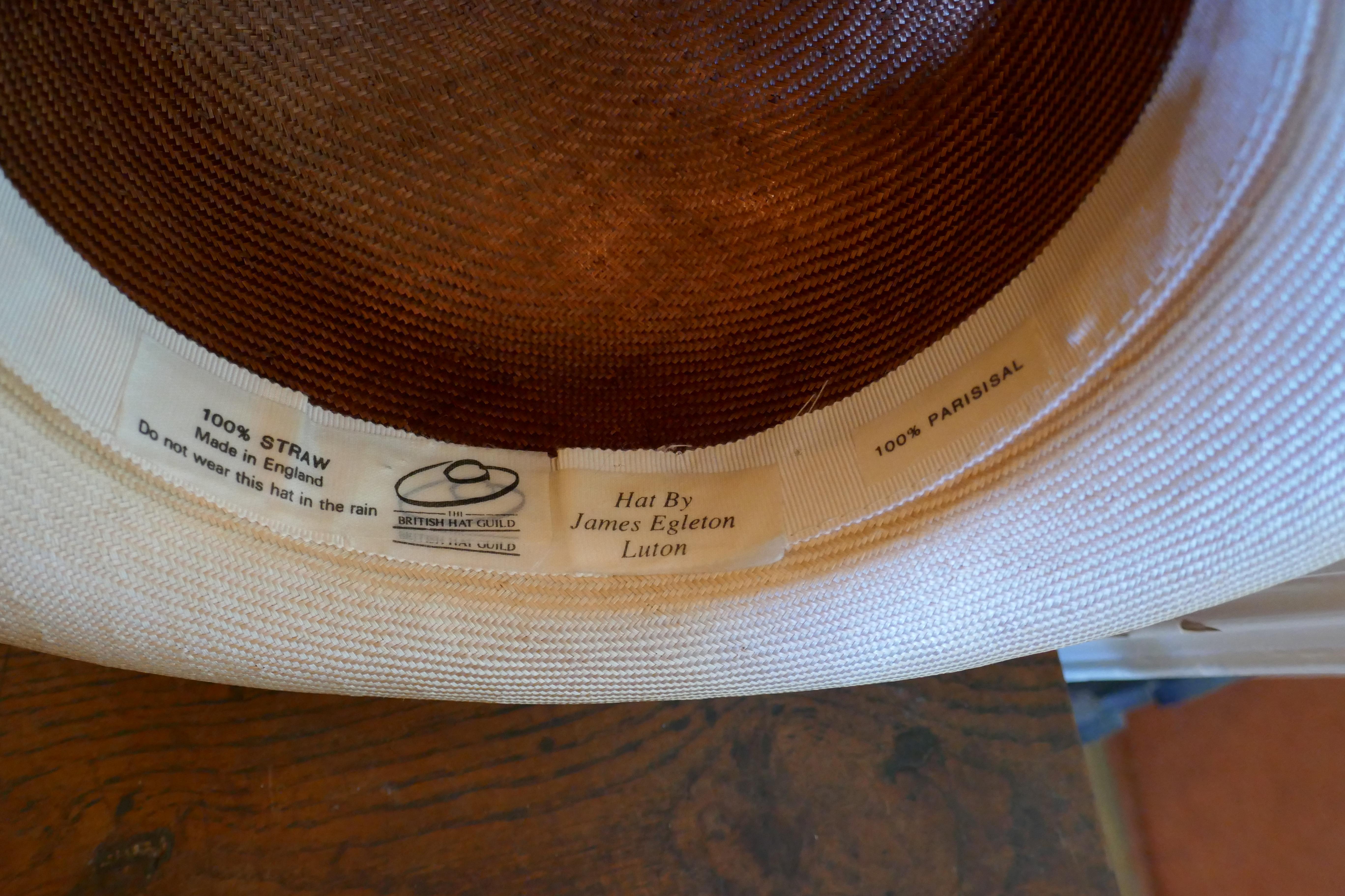 Original 1960s Panama Hat trimmed with Chiffon Ribbon by James Egleton In Good Condition In Chillerton, Isle of Wight