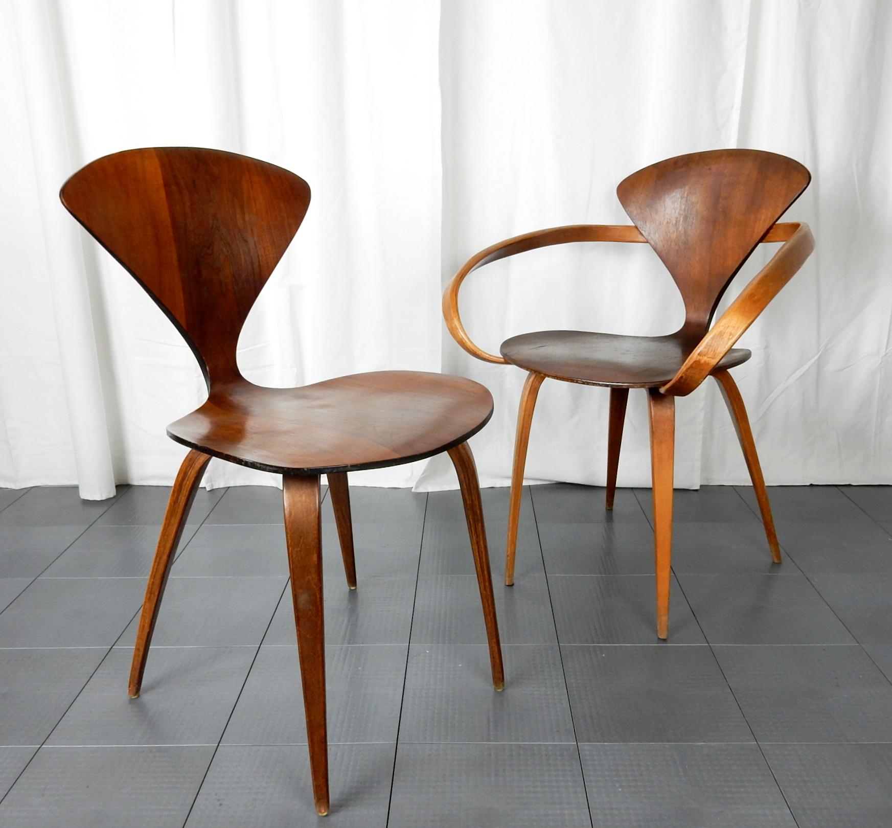 20th Century Original 1960s Plycraft Pretzel Side and Armchair by Norman Cherner