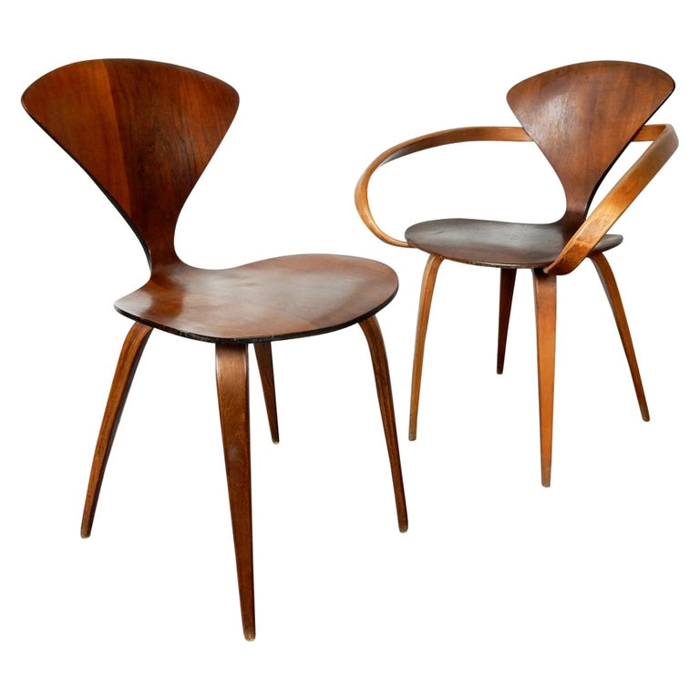 Original 1960s Plycraft Pretzel Side and Armchair by Norman Cherner For  Sale at 1stDibs