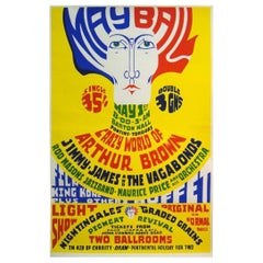 Retro Original 1960s Pontins May Ball Color Music Poster