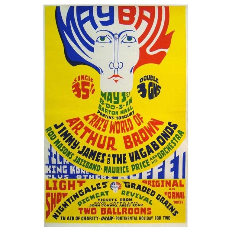 British Original 1960s Pontins May Ball Color Music Poster