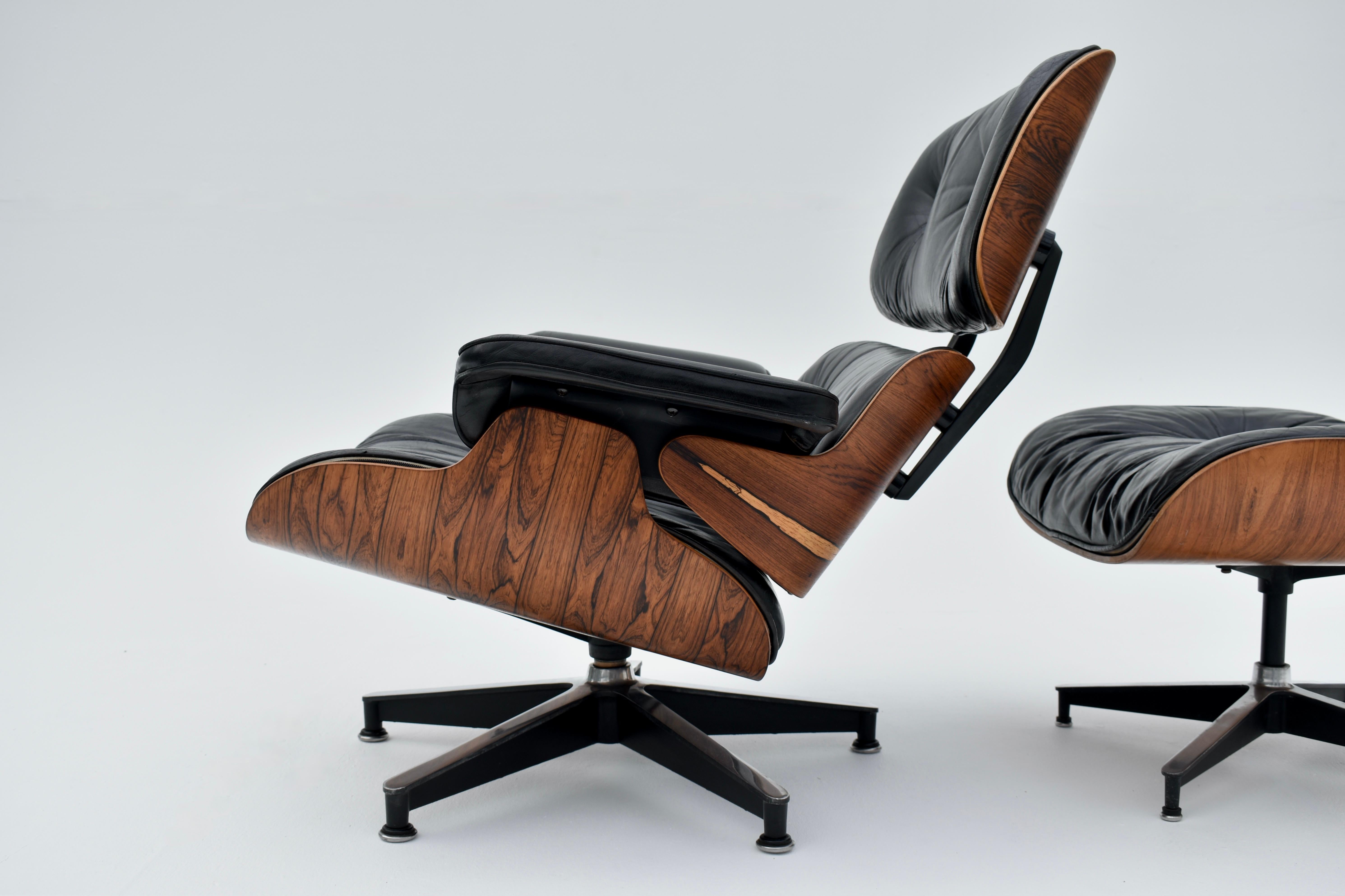 Original 1960's Production Eames Lounge Chair & Ottoman For Herman Miller 1