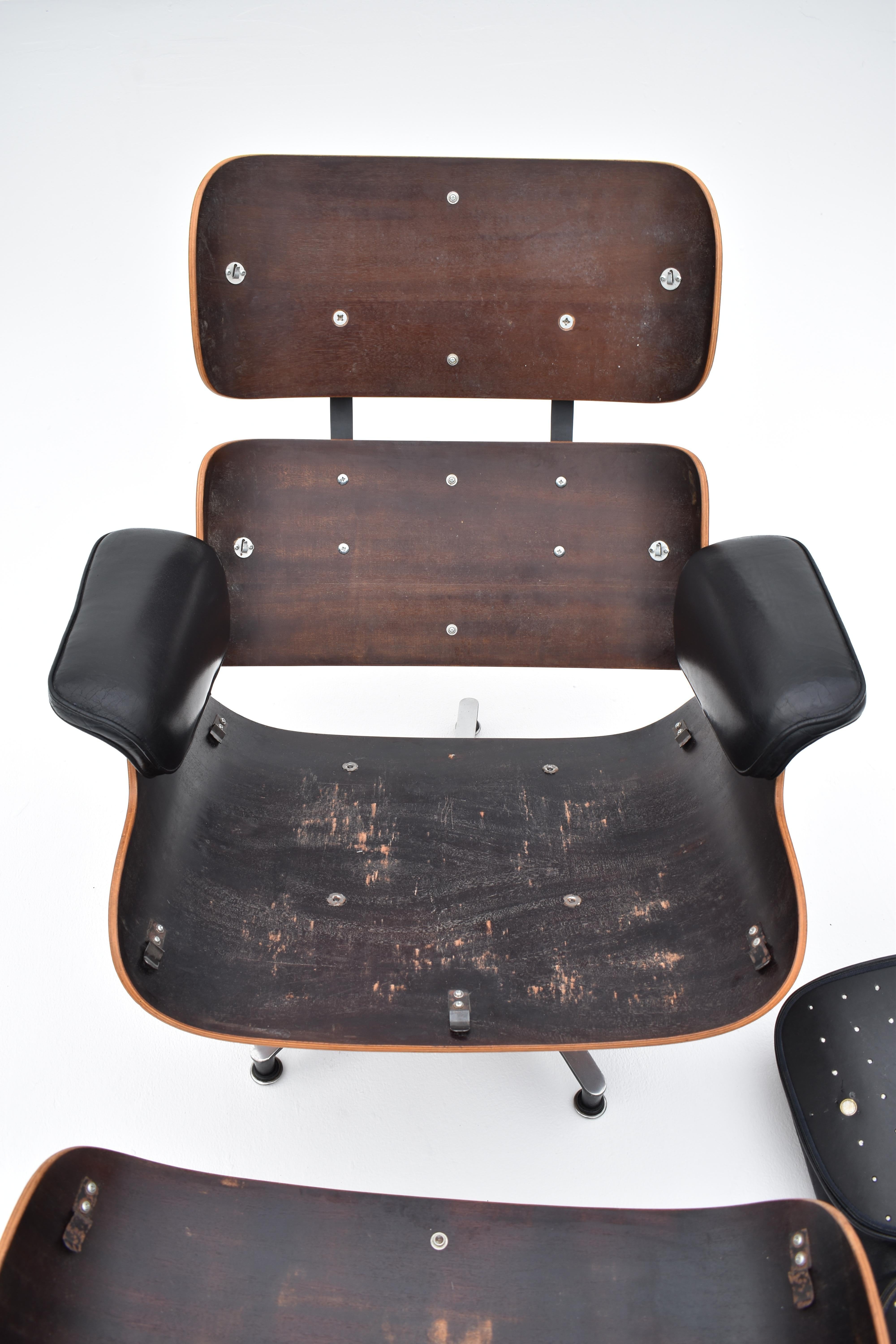 Original 1960's Production Eames Lounge Chair & Ottoman For Herman Miller 6