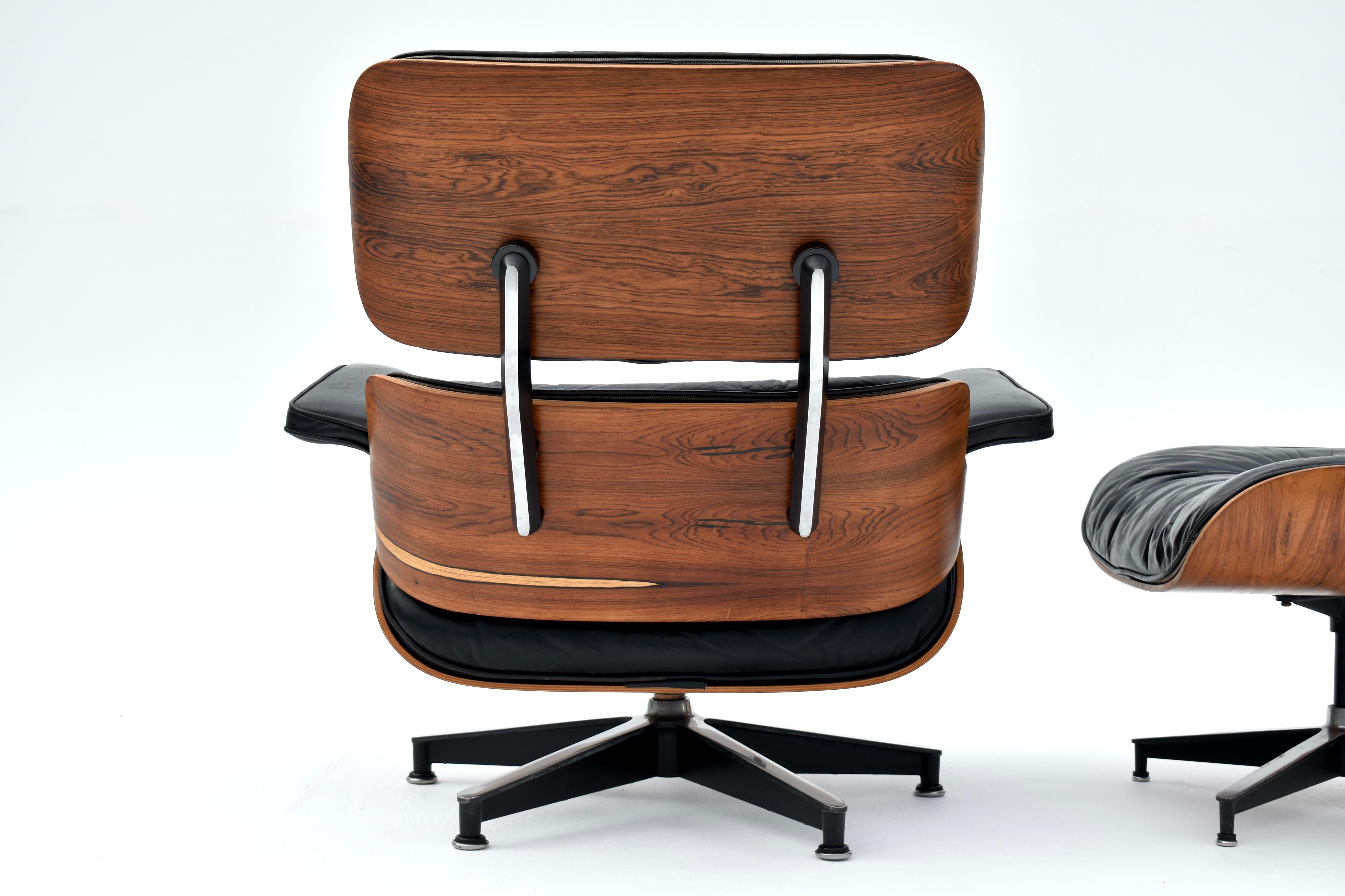 Cuir Chaise longue et pouf Eames d'origine des années 1960 pour Herman Miller en vente