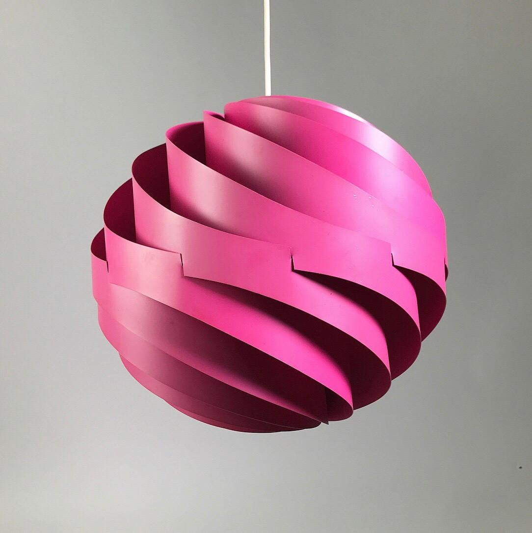 Original 1960s Rare Pink Turbo Ceiling Light by Louis Weisdorf for Lyfa, Denmark 4