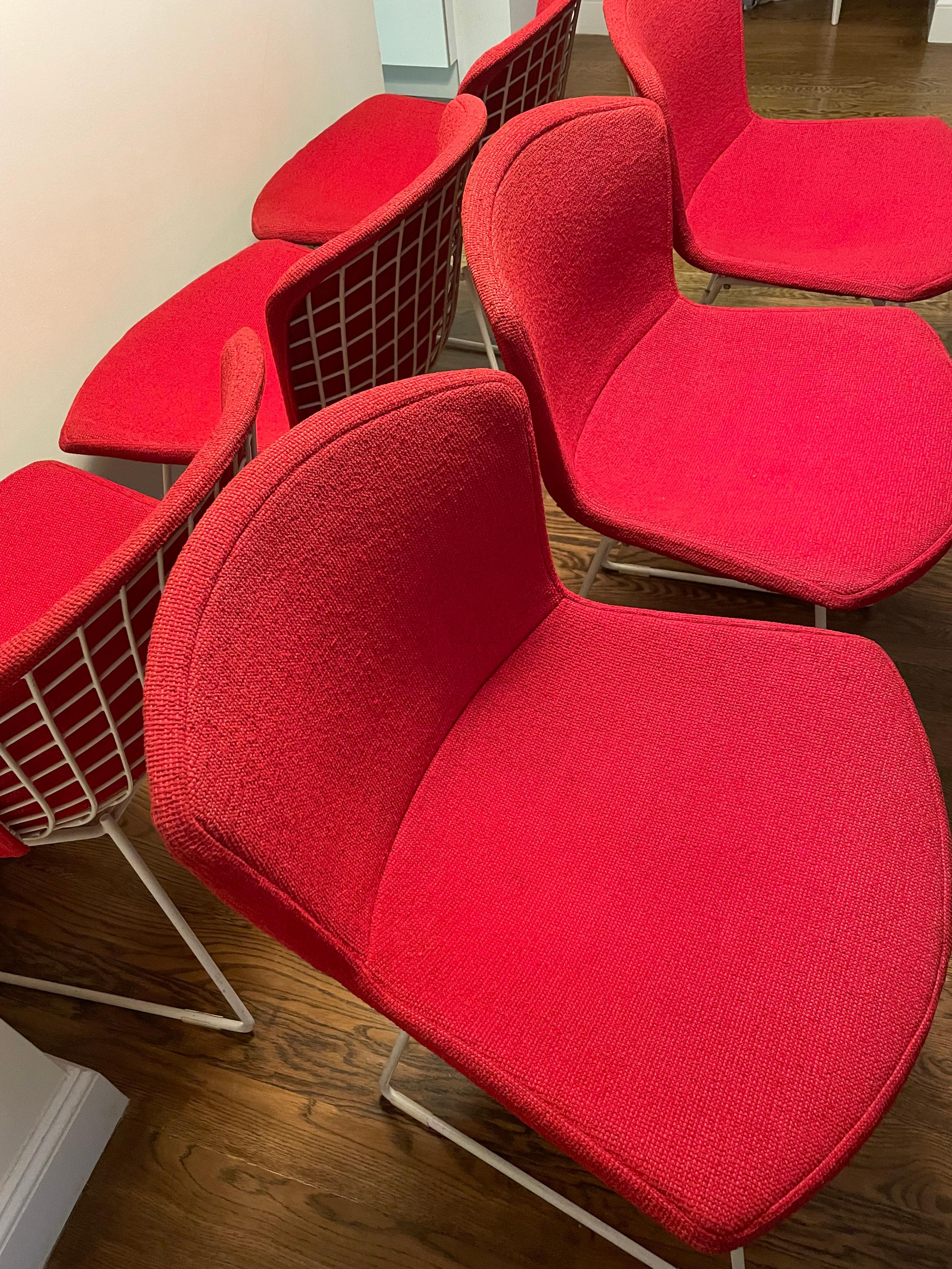 Original 1960s Set of Six Harry Bertoia Side Chairs with Full Seat Covers For Sale 2