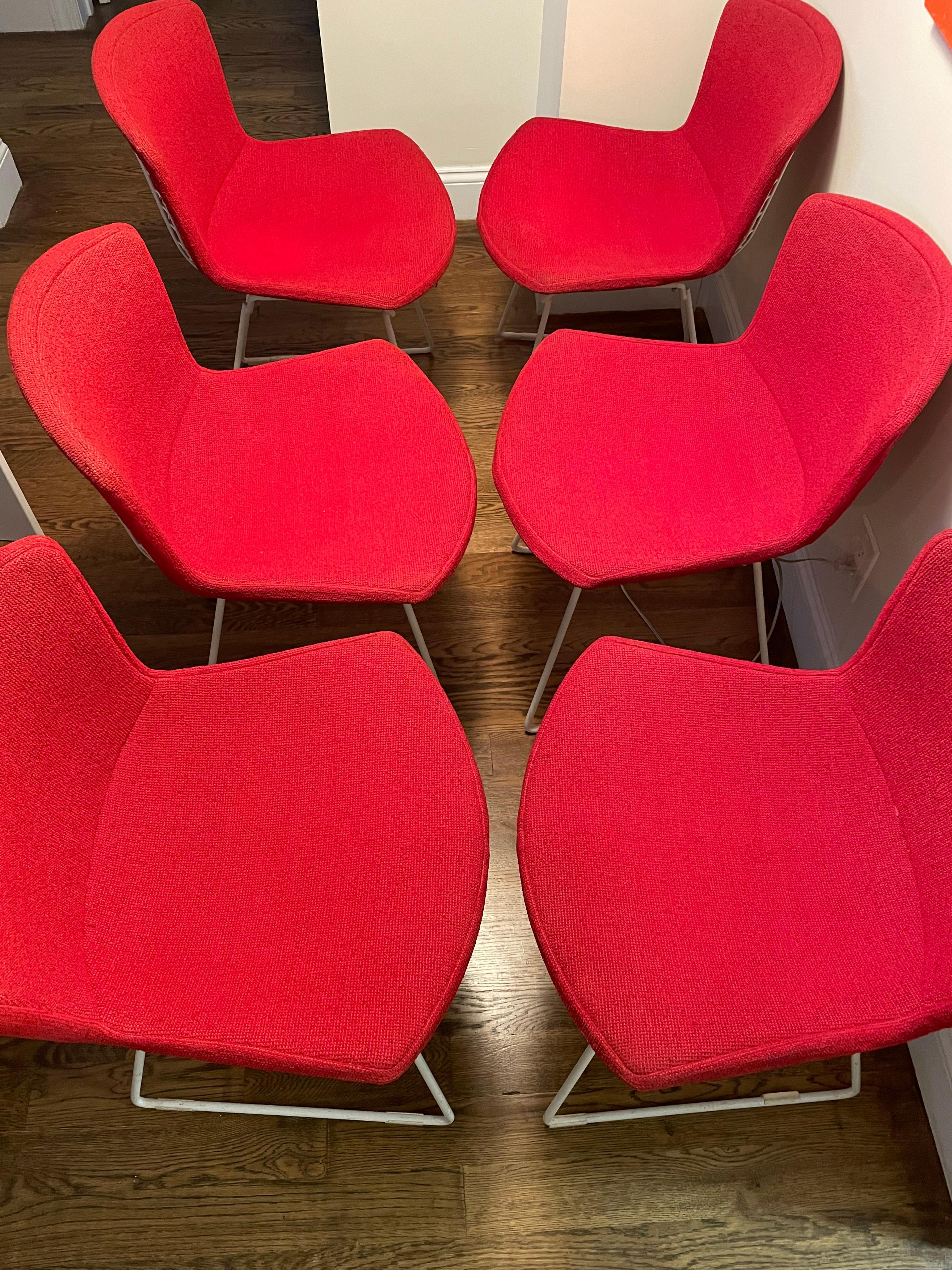 Original 1960s Set of Six Harry Bertoia Side Chairs with Full Seat Covers For Sale 4