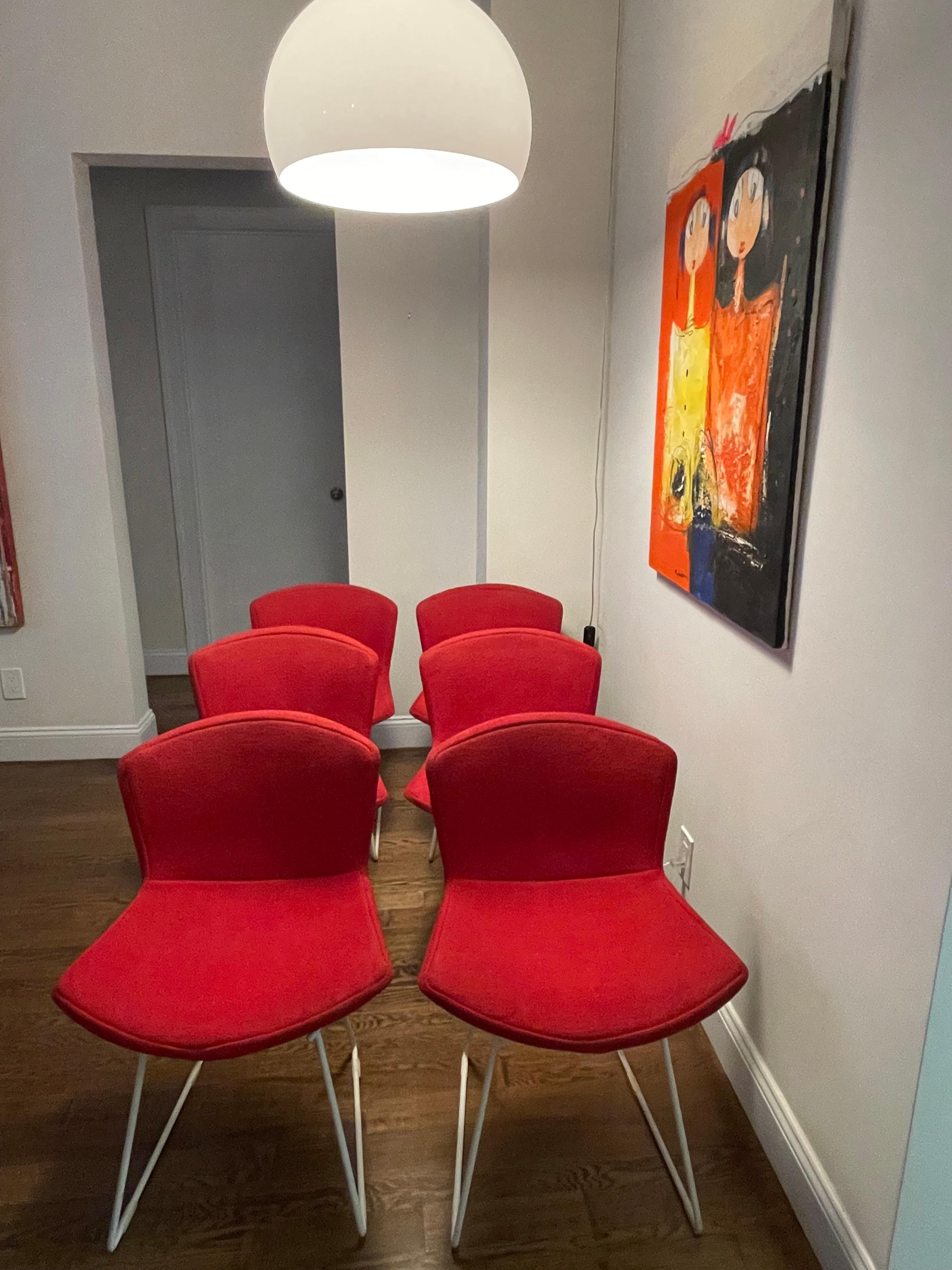 Original 1960s Set of Six Harry Bertoia Side Chairs with Full Seat Covers For Sale 5