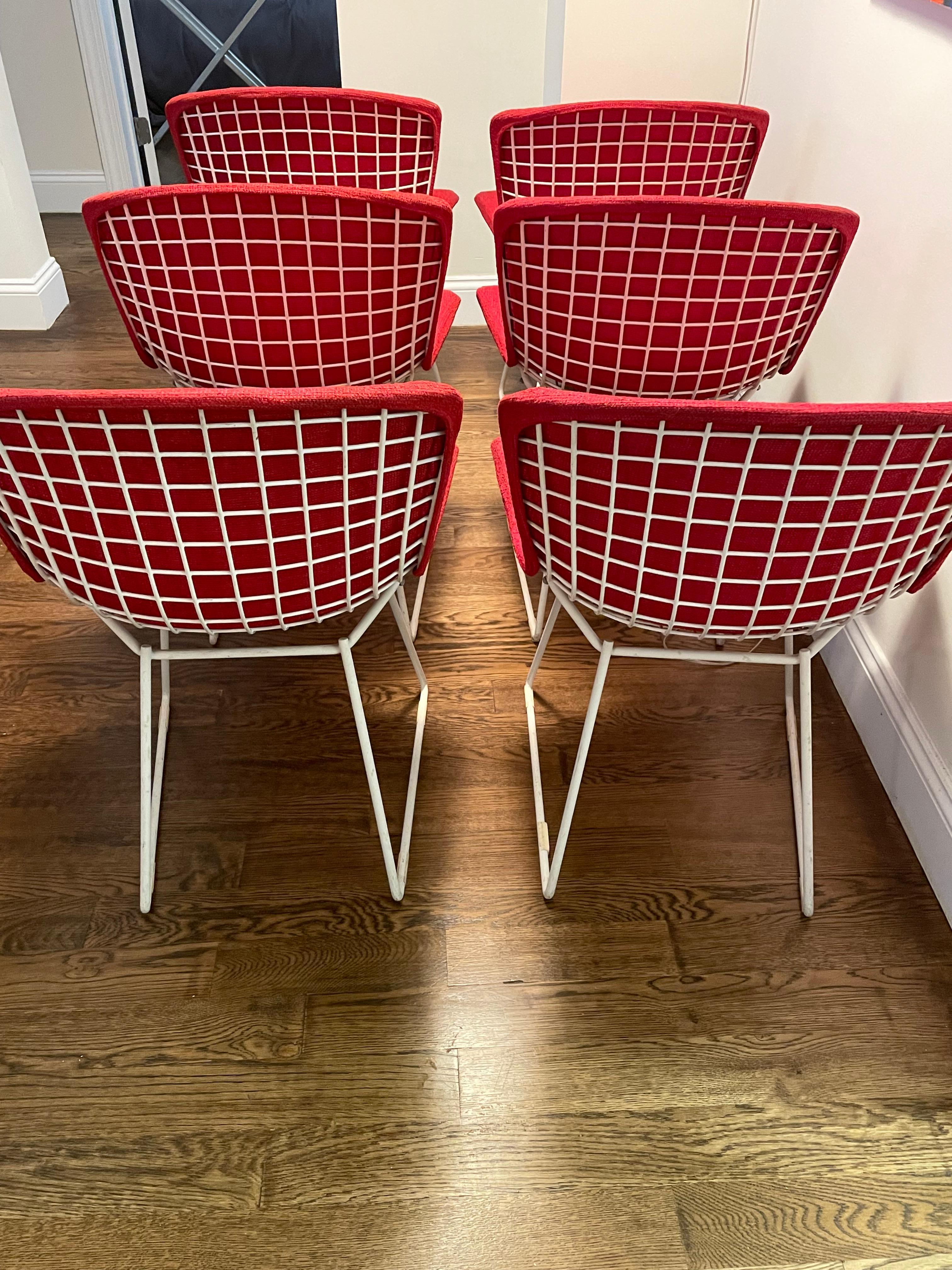 Mid-Century Modern Original 1960s Set of Six Harry Bertoia Side Chairs with Full Seat Covers For Sale