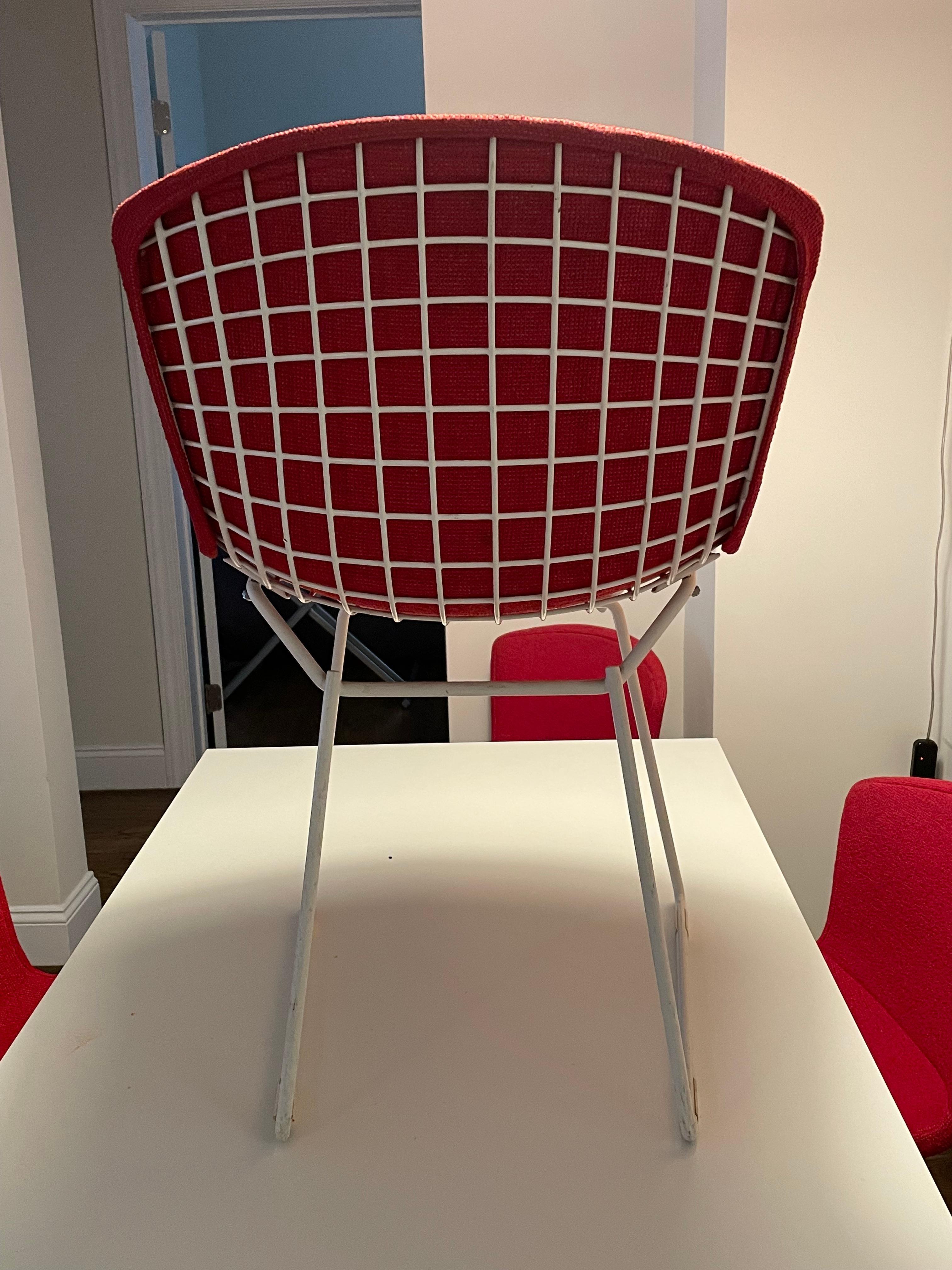 Welded Original 1960s Set of Six Harry Bertoia Side Chairs with Full Seat Covers For Sale
