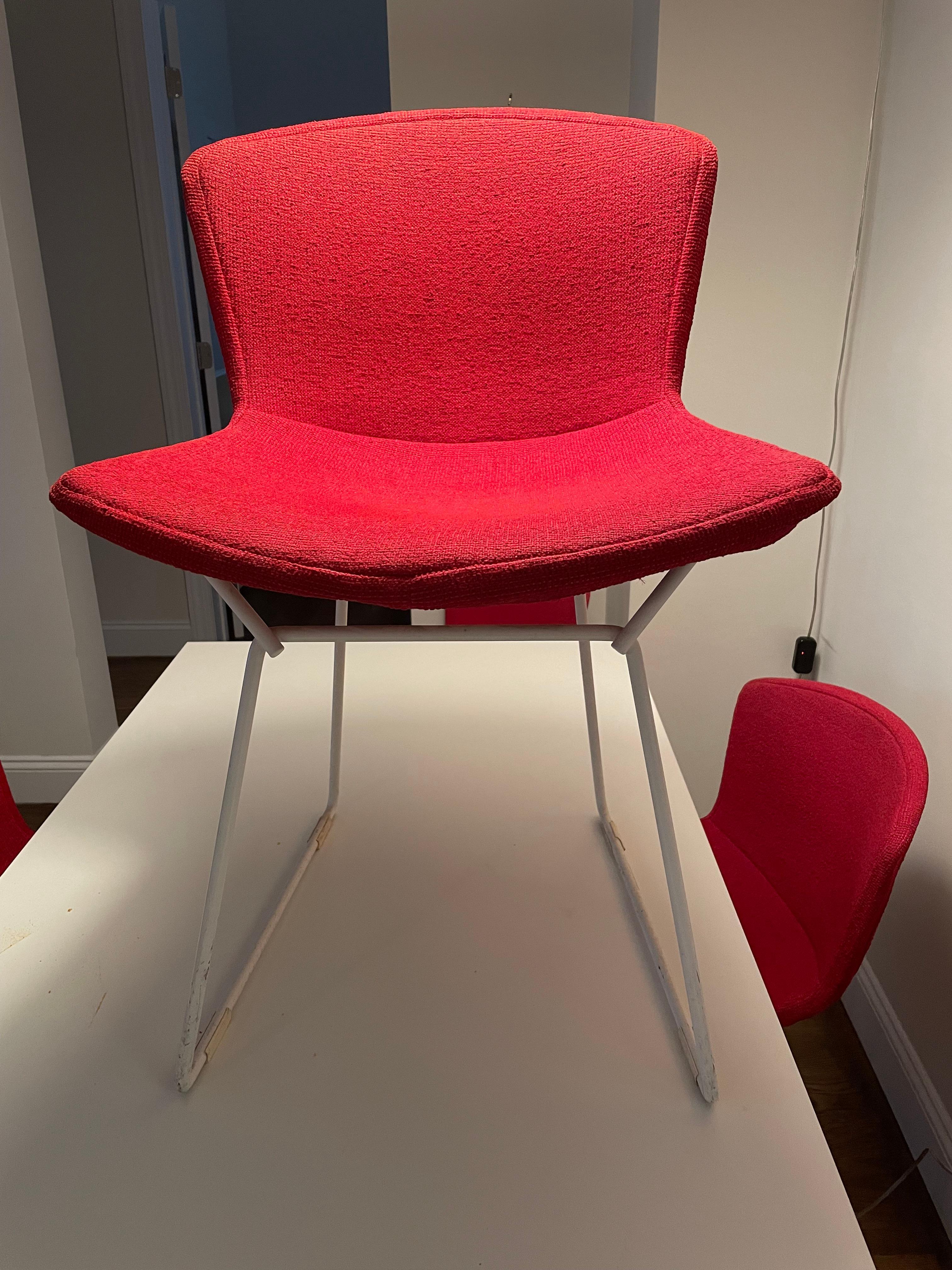 Original 1960s Set of Six Harry Bertoia Side Chairs with Full Seat Covers In Good Condition For Sale In New York, NY