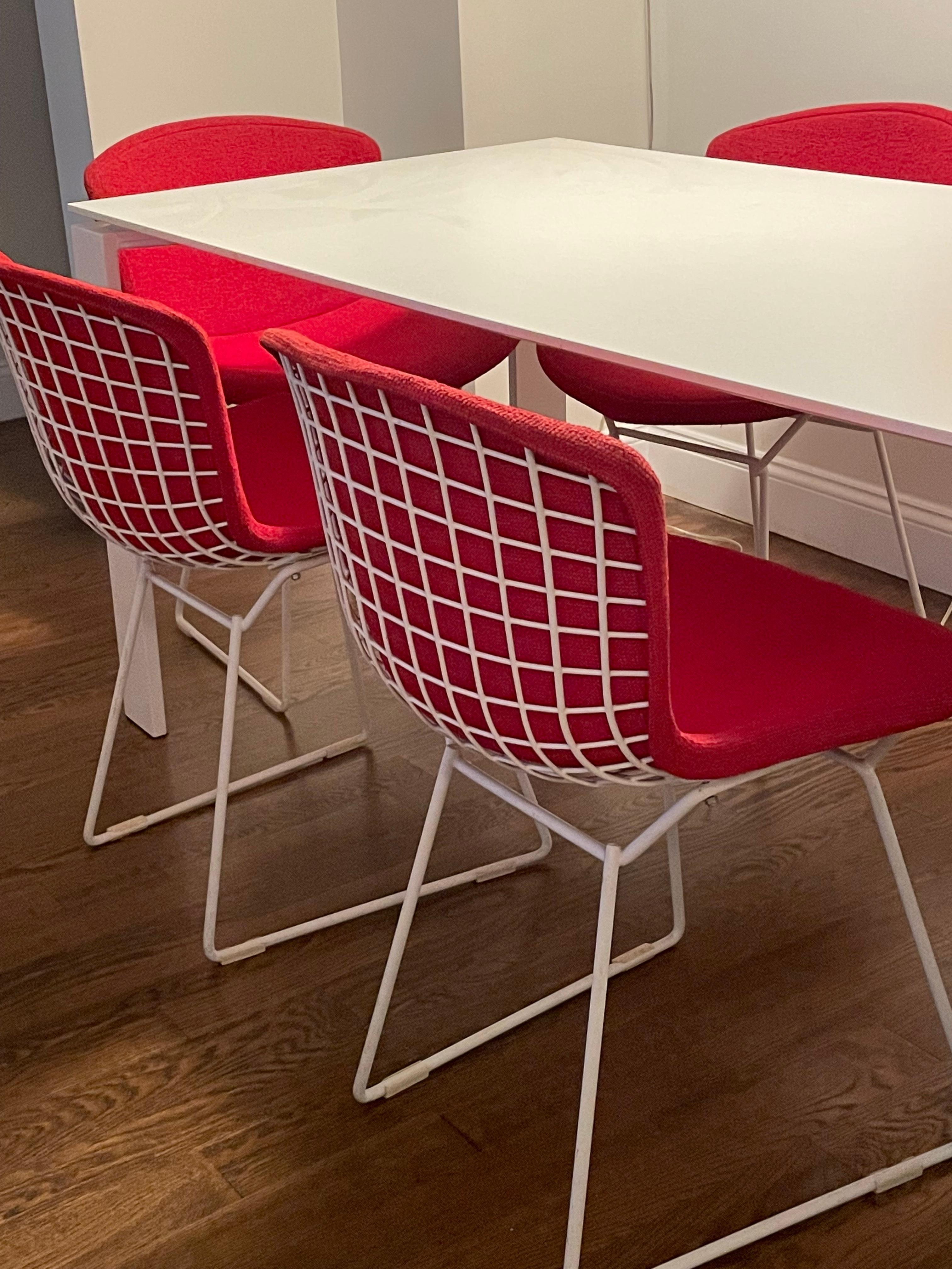 20th Century Original 1960s Set of Six Harry Bertoia Side Chairs with Full Seat Covers For Sale