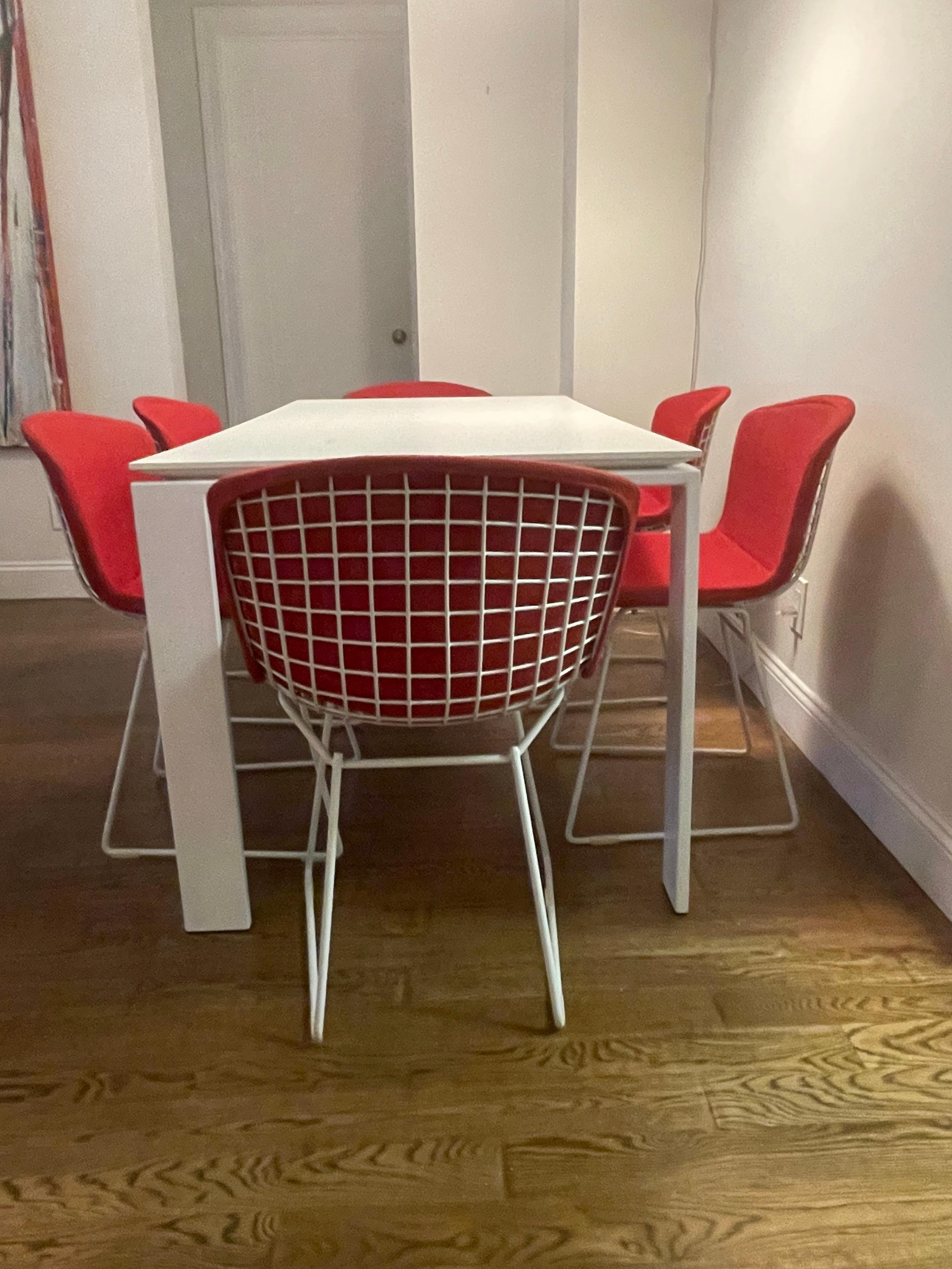 Original 1960s Set of Six Harry Bertoia Side Chairs with Full Seat Covers For Sale 1