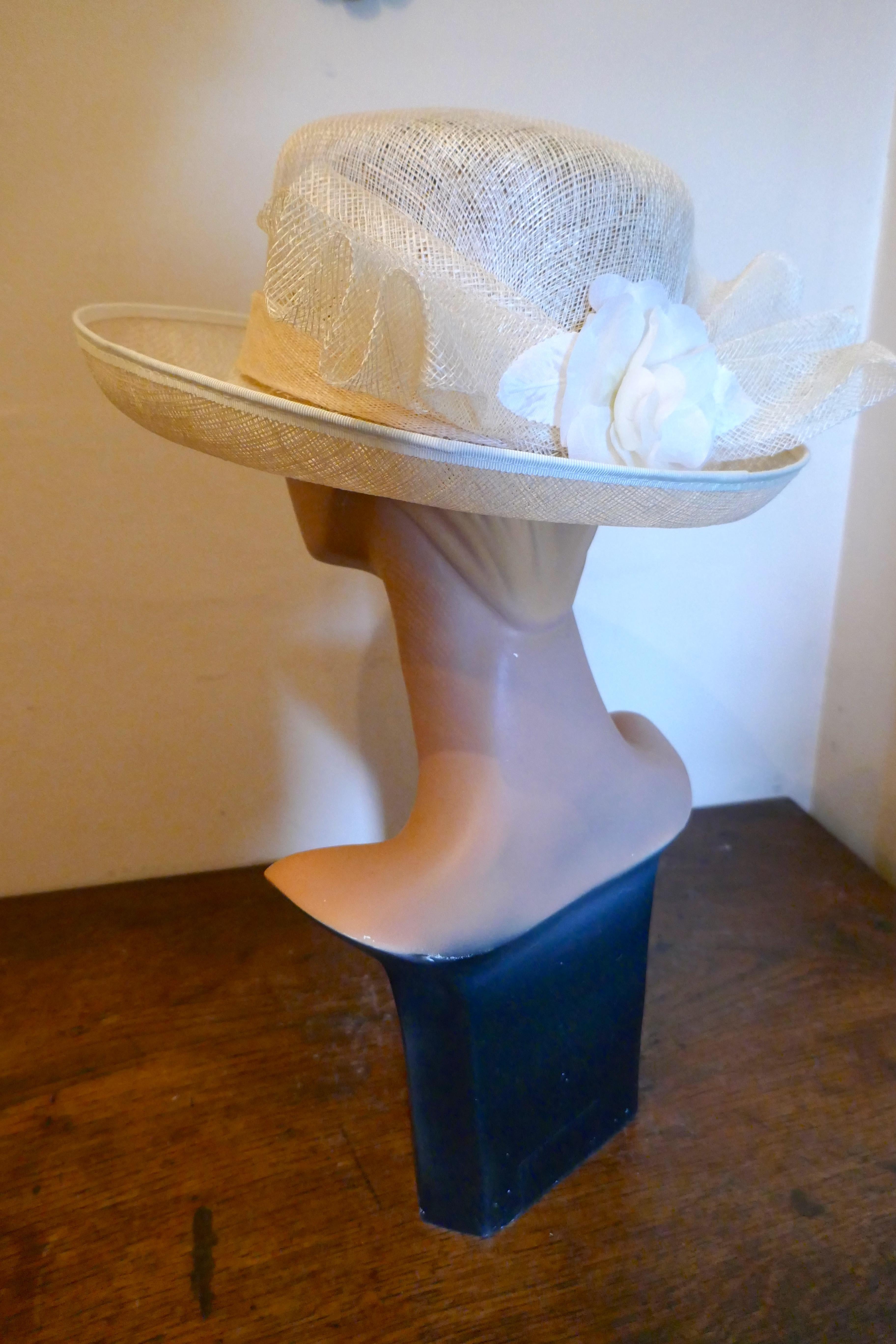 Brown Original 1960s Straw Style Hat, Wimbledon, Garden Party 