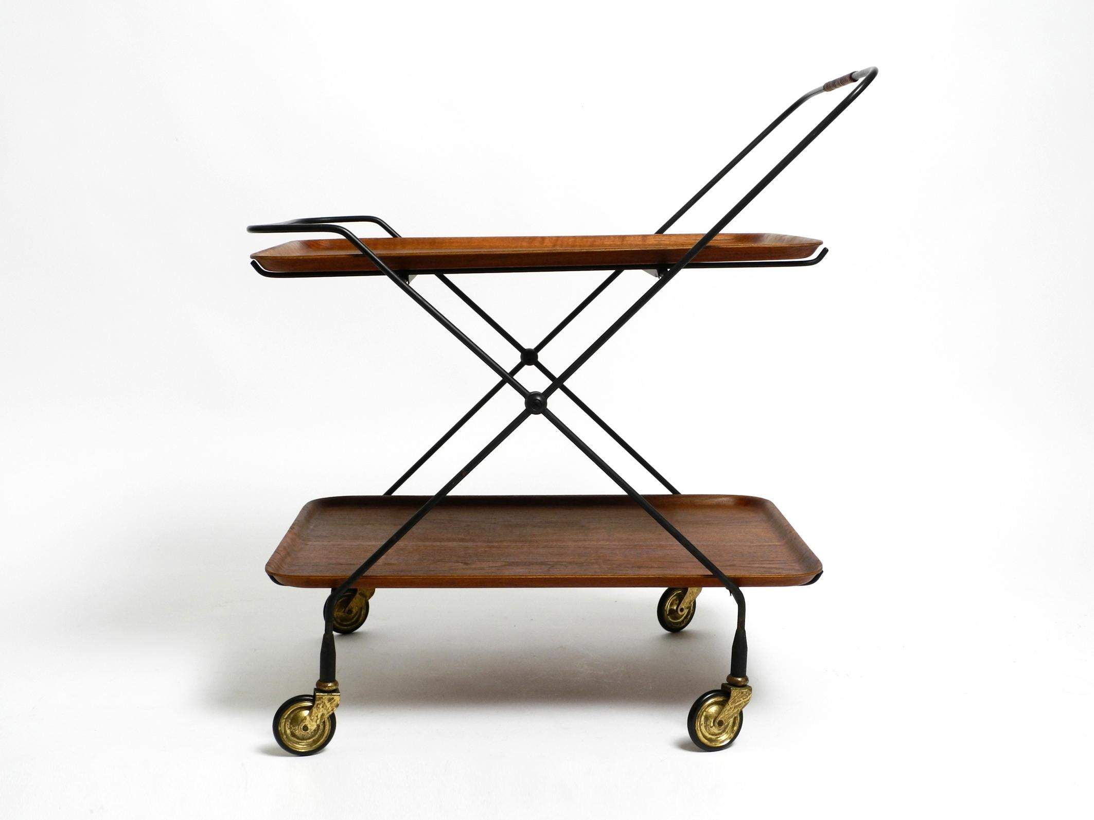 Original 1960s teak folding serving trolley or side table. Ary Nybro Sweden 12