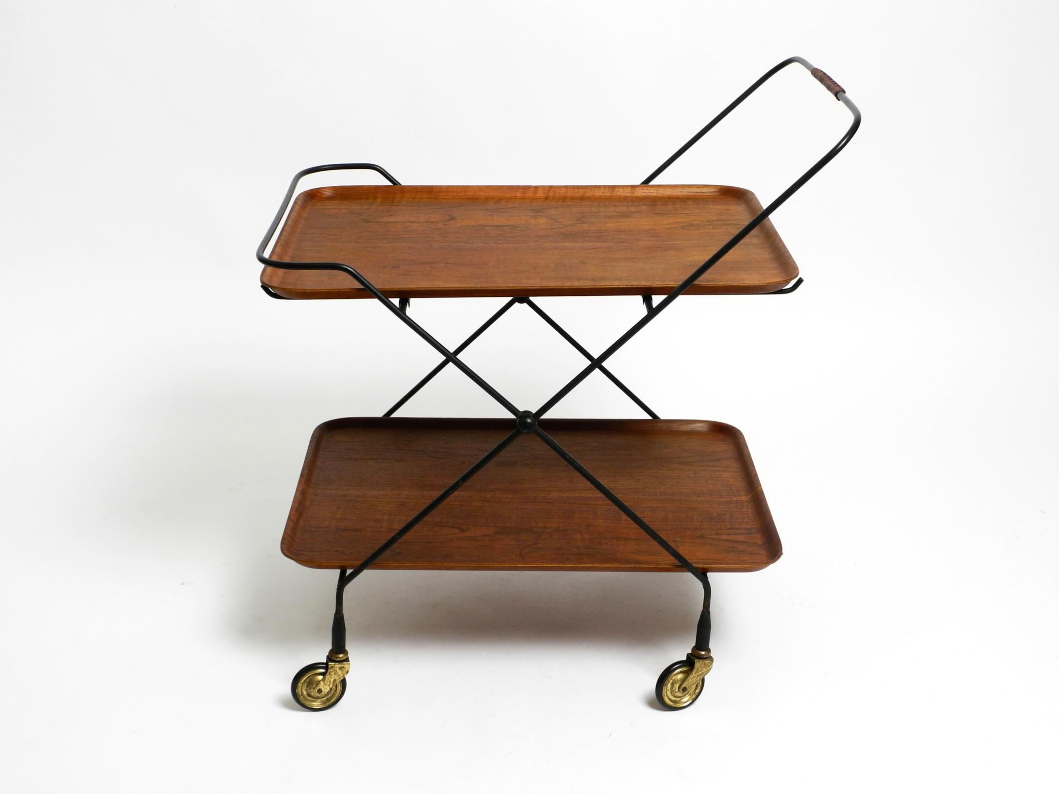 Mid-Century Modern Original 1960s teak folding serving trolley or side table. Ary Nybro Sweden