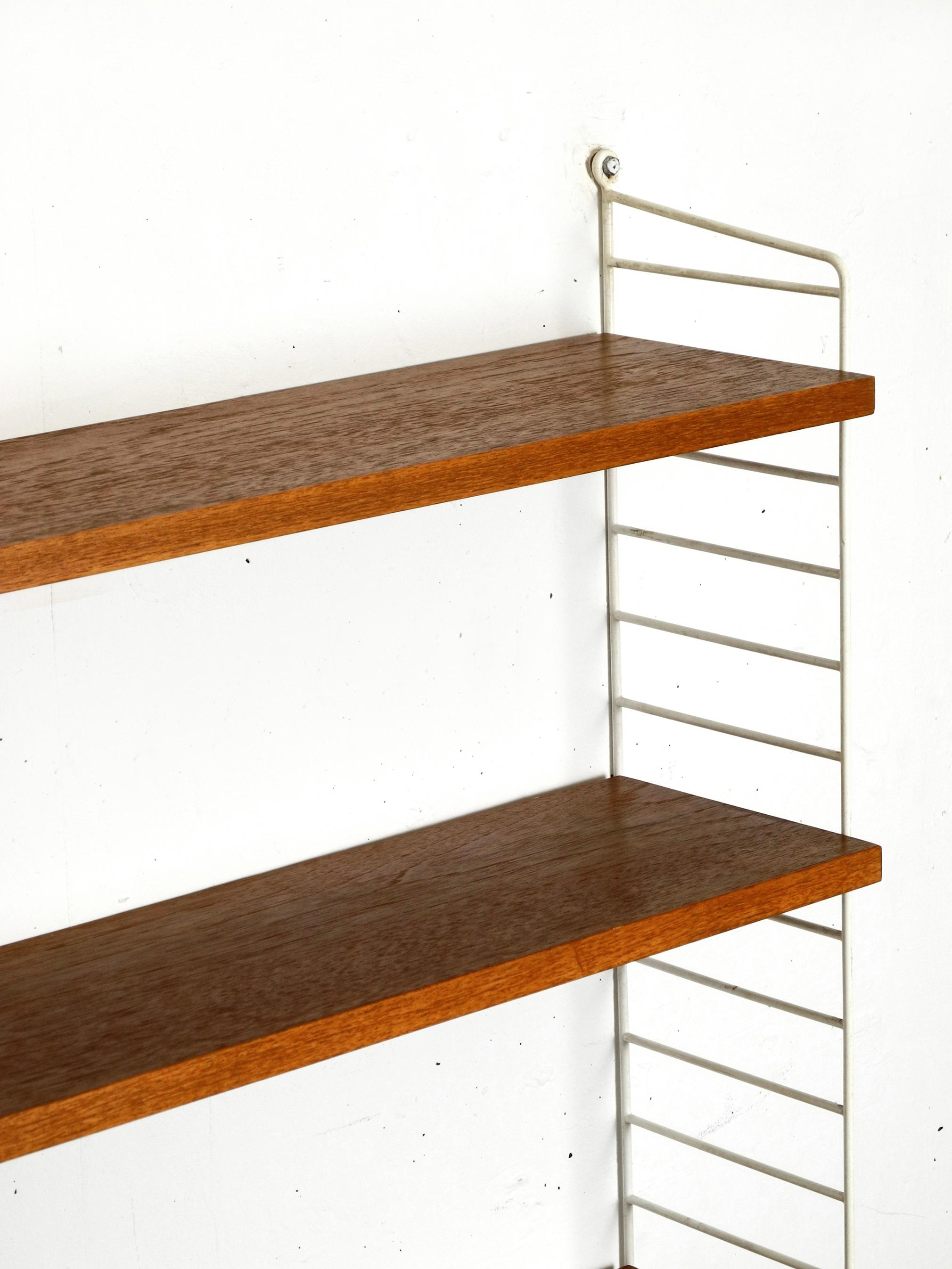 Original 1960s teak Nisse Strinning wall hanging shelf with 4 shelves 6