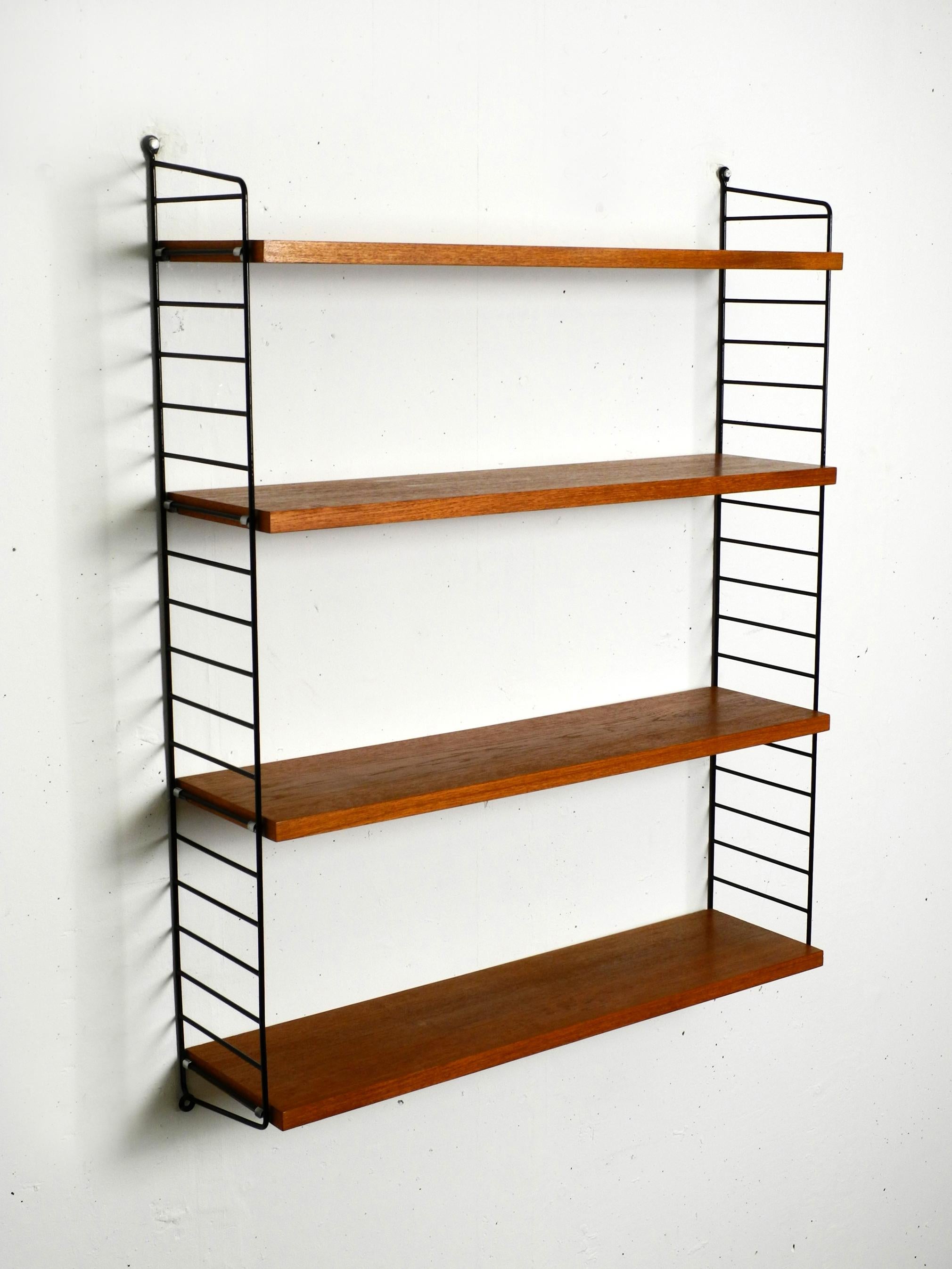 Original 1960s Teak Nisse Strinning Wall Hanging Shelf with 4 Shelves 7