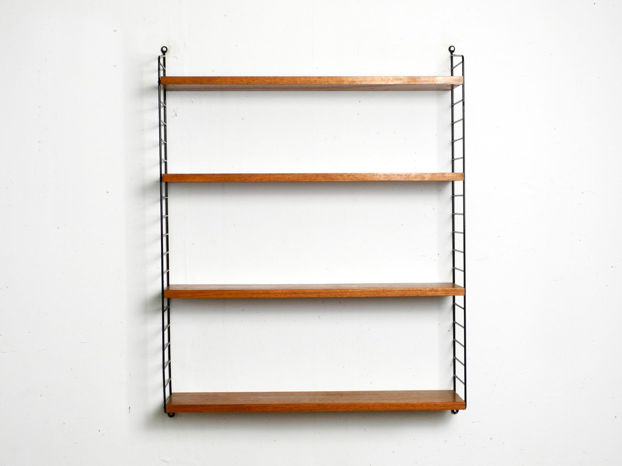 Mid-Century Modern Original 1960s Teak Nisse Strinning Wall Hanging Shelf with 4 Shelves
