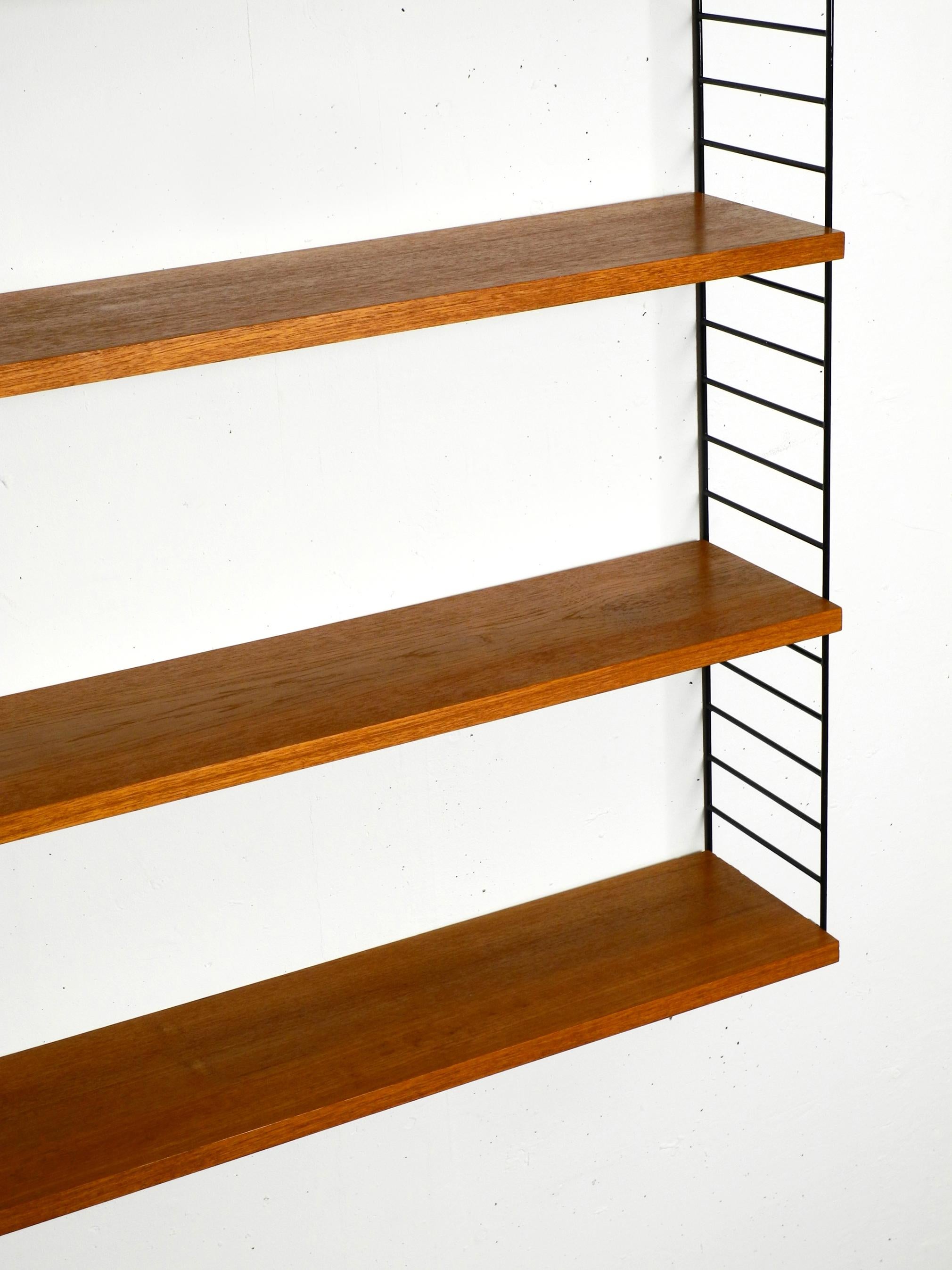 Original 1960s Teak Nisse Strinning Wall Hanging Shelf with 4 Shelves In Good Condition In München, DE