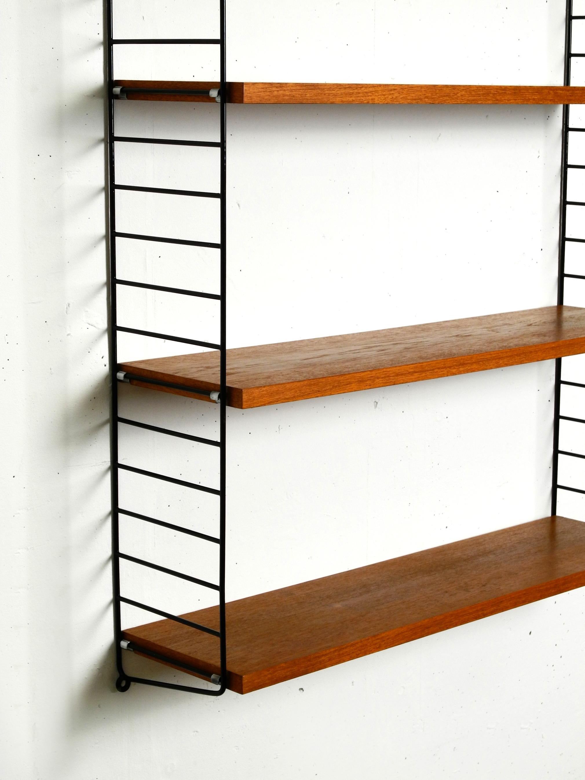 Mid-20th Century Original 1960s Teak Nisse Strinning Wall Hanging Shelf with 4 Shelves