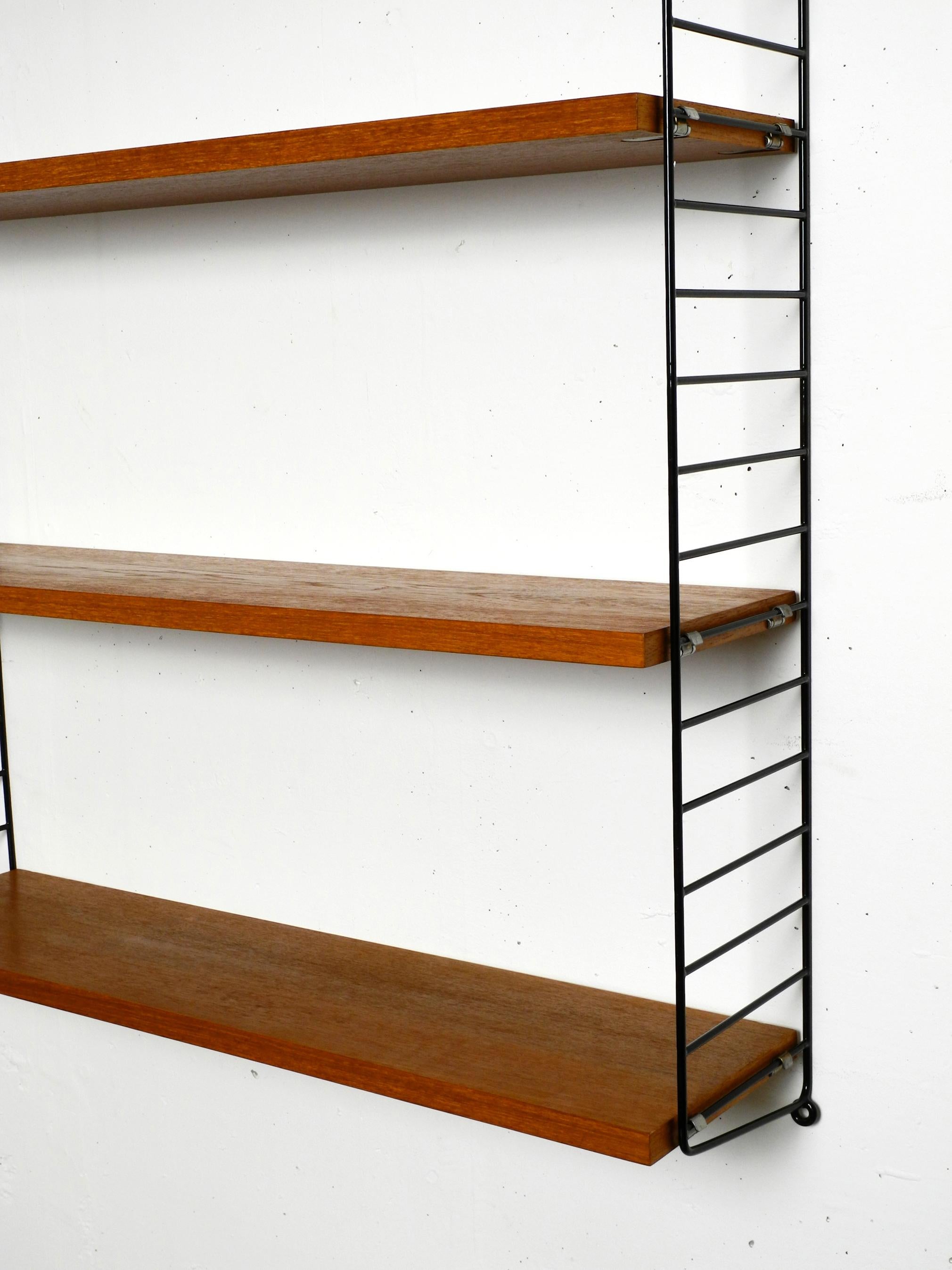 Metal Original 1960s Teak Nisse Strinning Wall Hanging Shelf with 4 Shelves