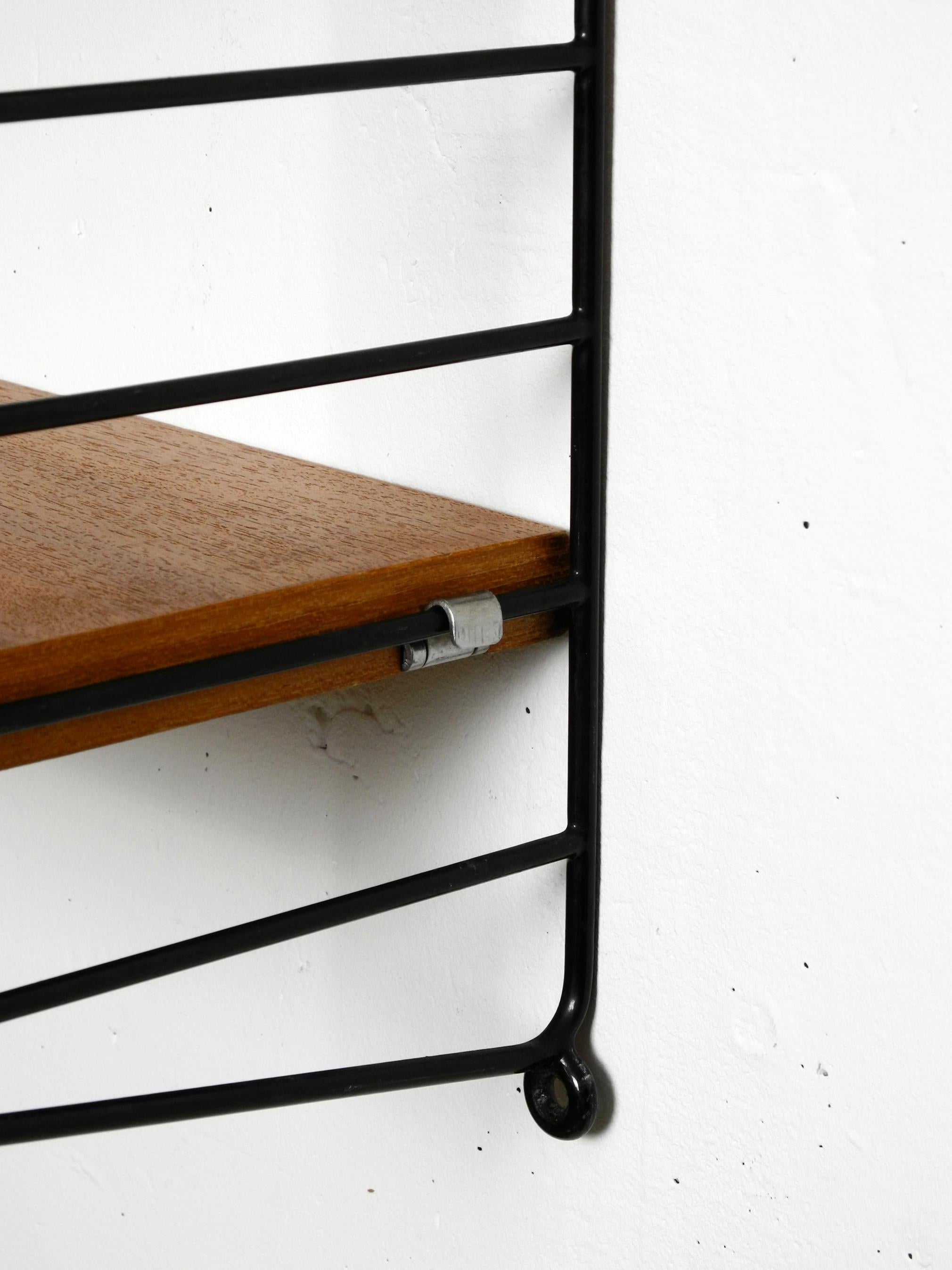 Original 1960s teak wood Nisse Strinning wall hanging shelf with 3 shelves 5
