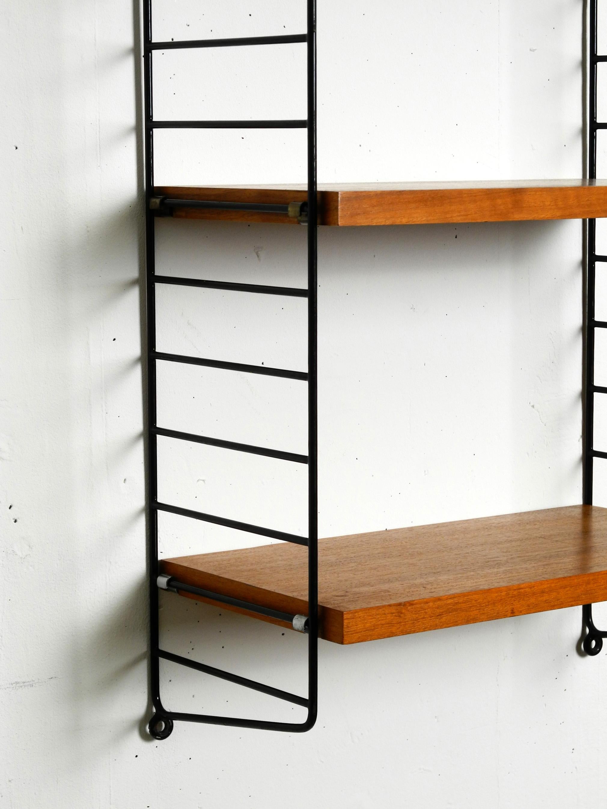 Original 1960s teak wood Nisse Strinning wall hanging shelf with 3 shelves 2