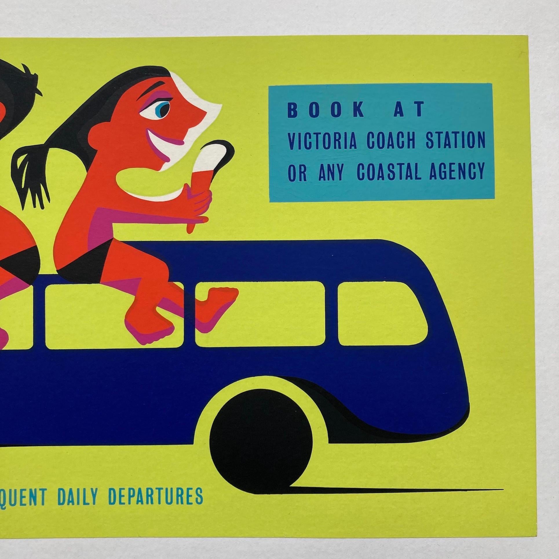 Mid-Century Modern Affiche de voyage Coach des années 1960 en vente