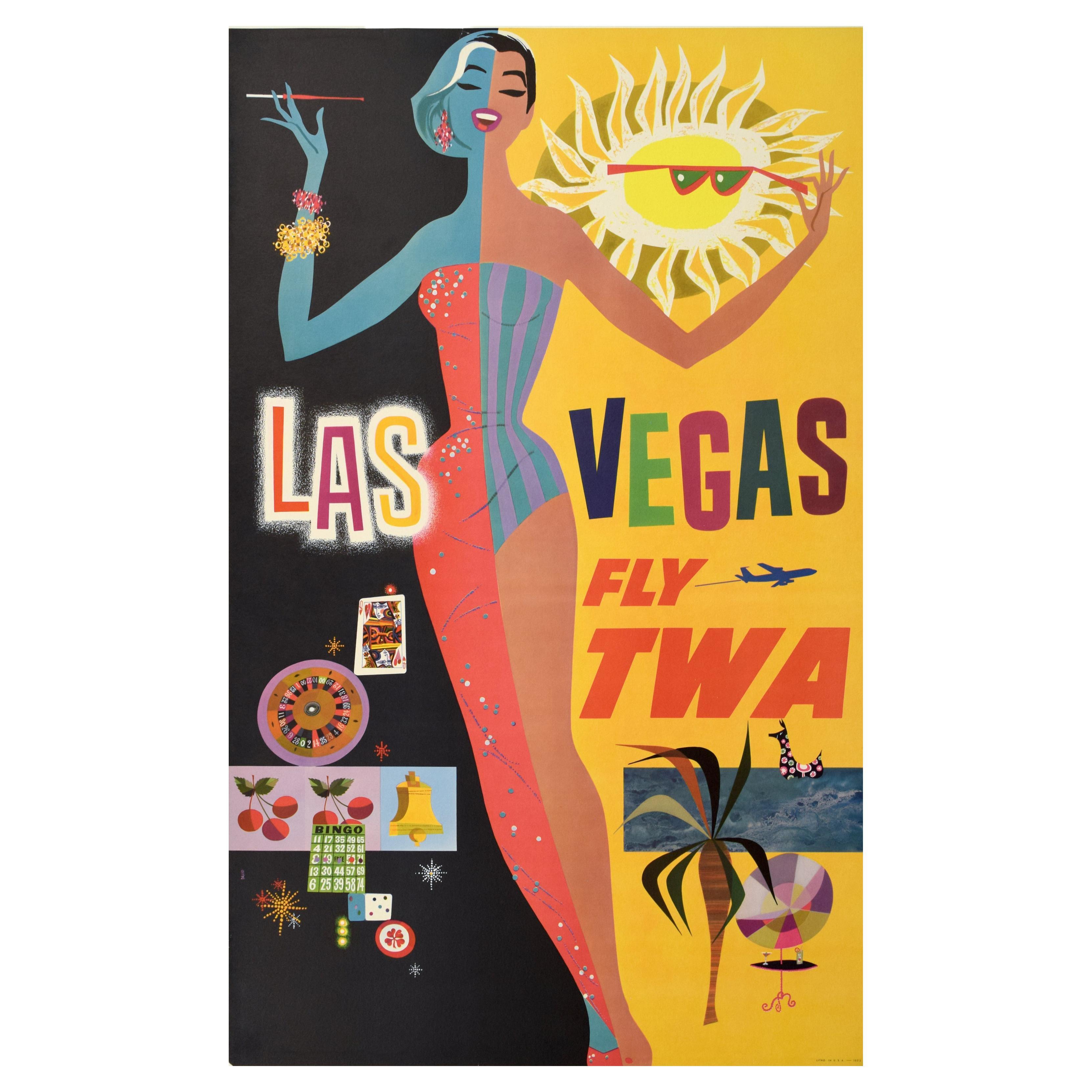 Original 1960’s Twa Las Vegas Travel Poster, David Klein