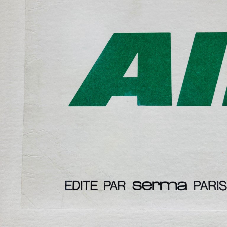Linen Original 1960s Vintage Travel Airline Air Afrique Poster, Jean Dessirier For Sale